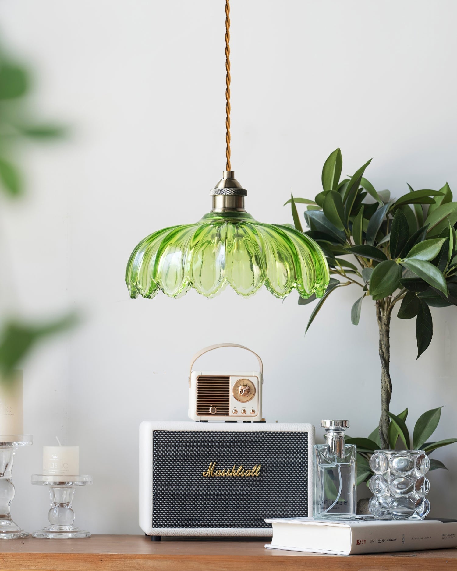 Limea Green Glass Flower Pendant Light