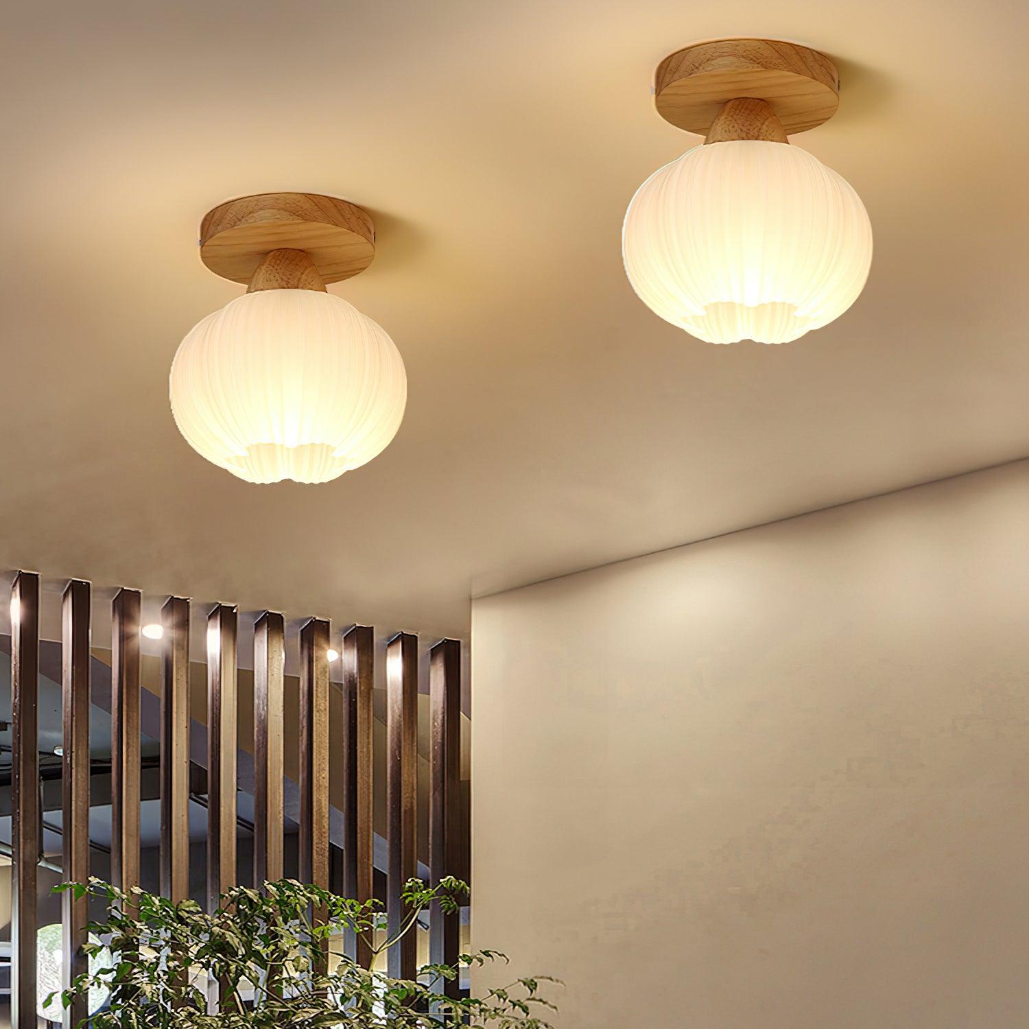 Dura Large Flower Bag Wood Ceiling Lamp-Neutral Decor