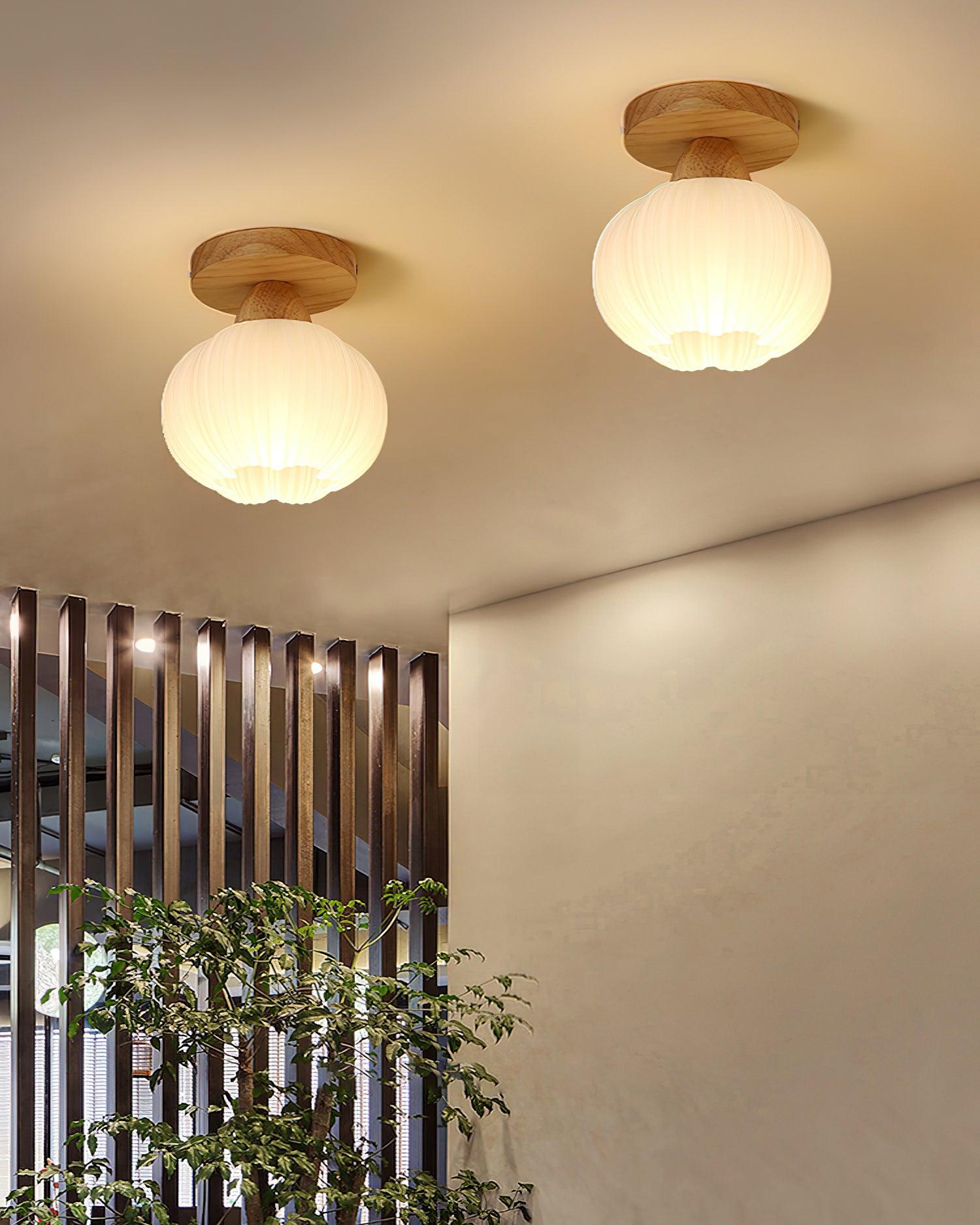 Dura Large Flower Bag Wood Ceiling Lamp-Neutral Decor