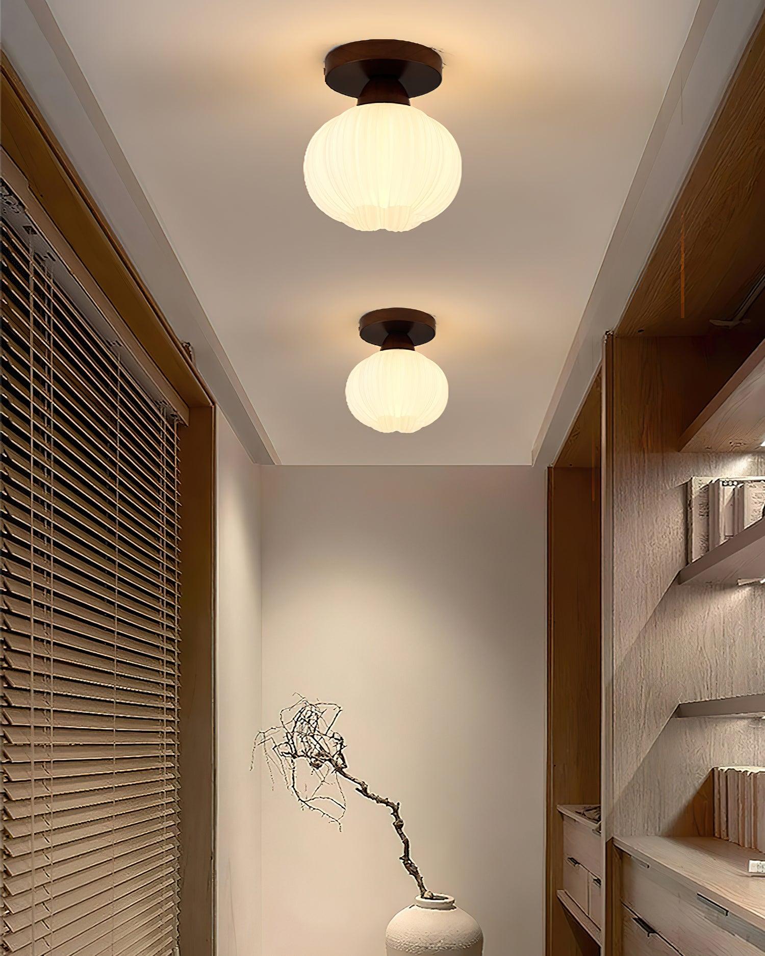 Dura Large Flower Bag Wood Ceiling Lamp-Neutral Decor