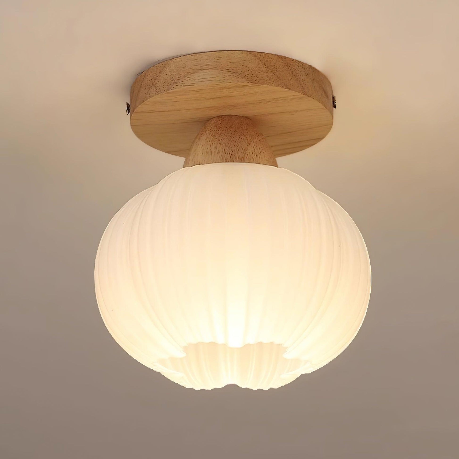 Dura Large Flower Bag Wood Ceiling Lamp-Neutral Decor
