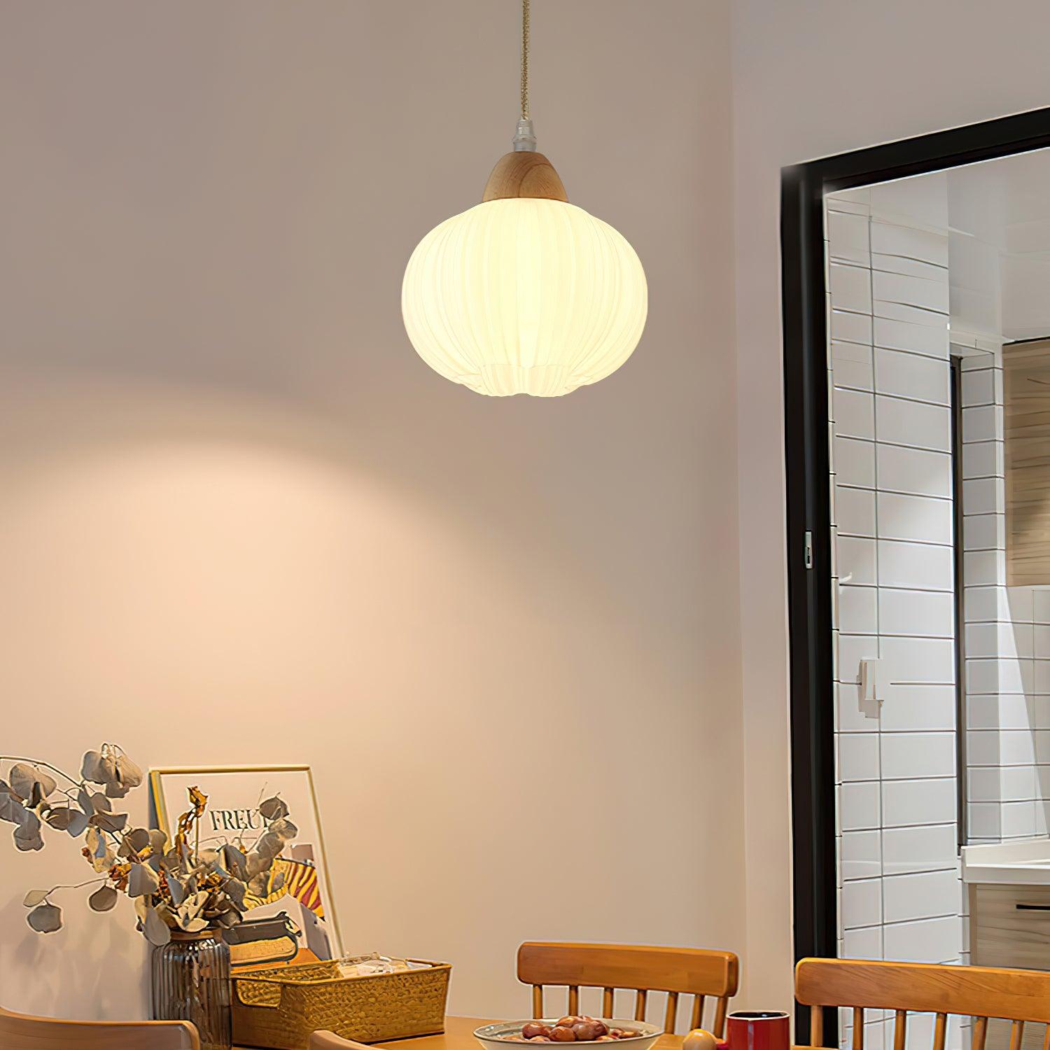 Pumpkin Modern Wood Pendant Lamp-Neutral Decor
