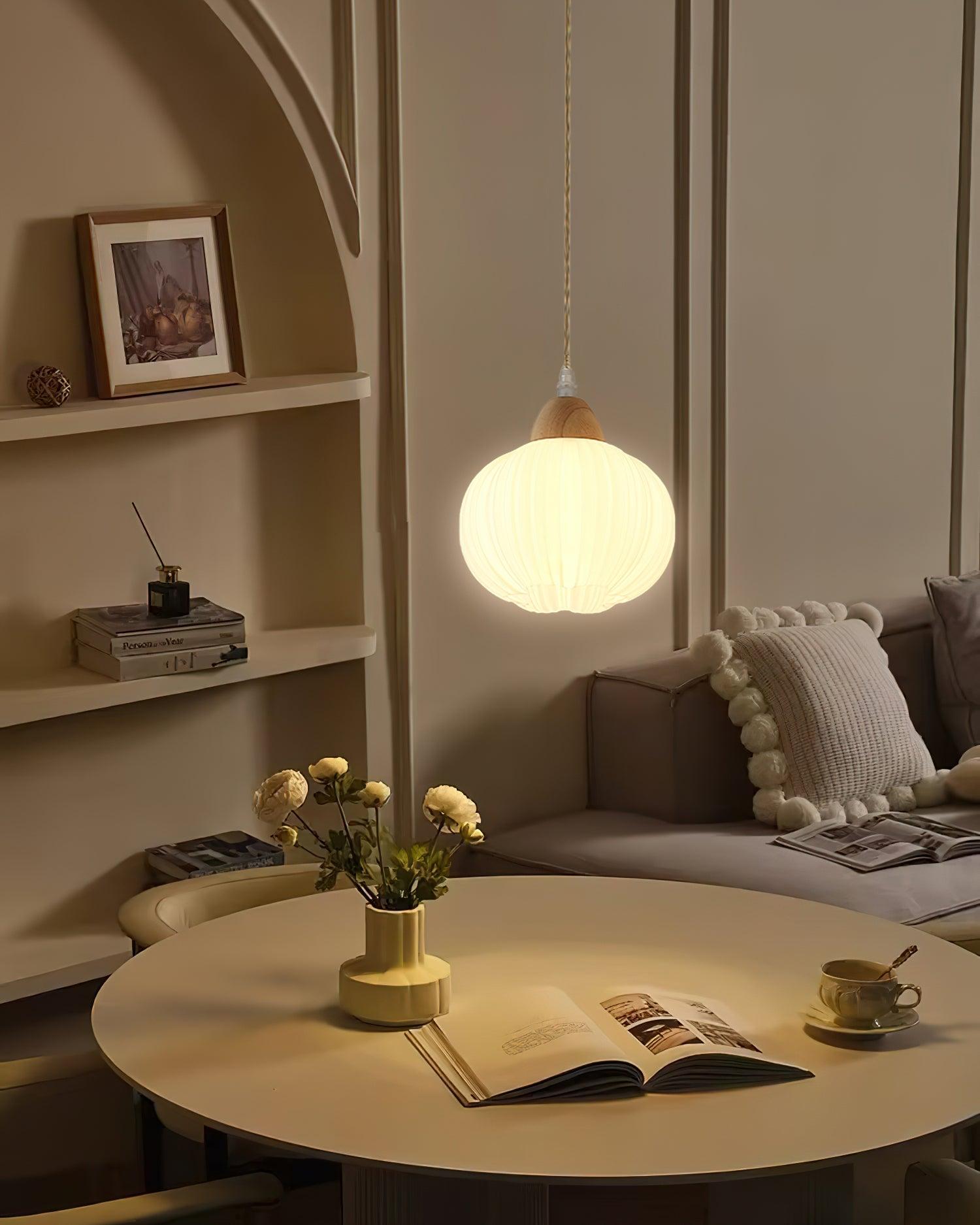 Pumpkin Modern Wood Pendant Lamp-Neutral Decor