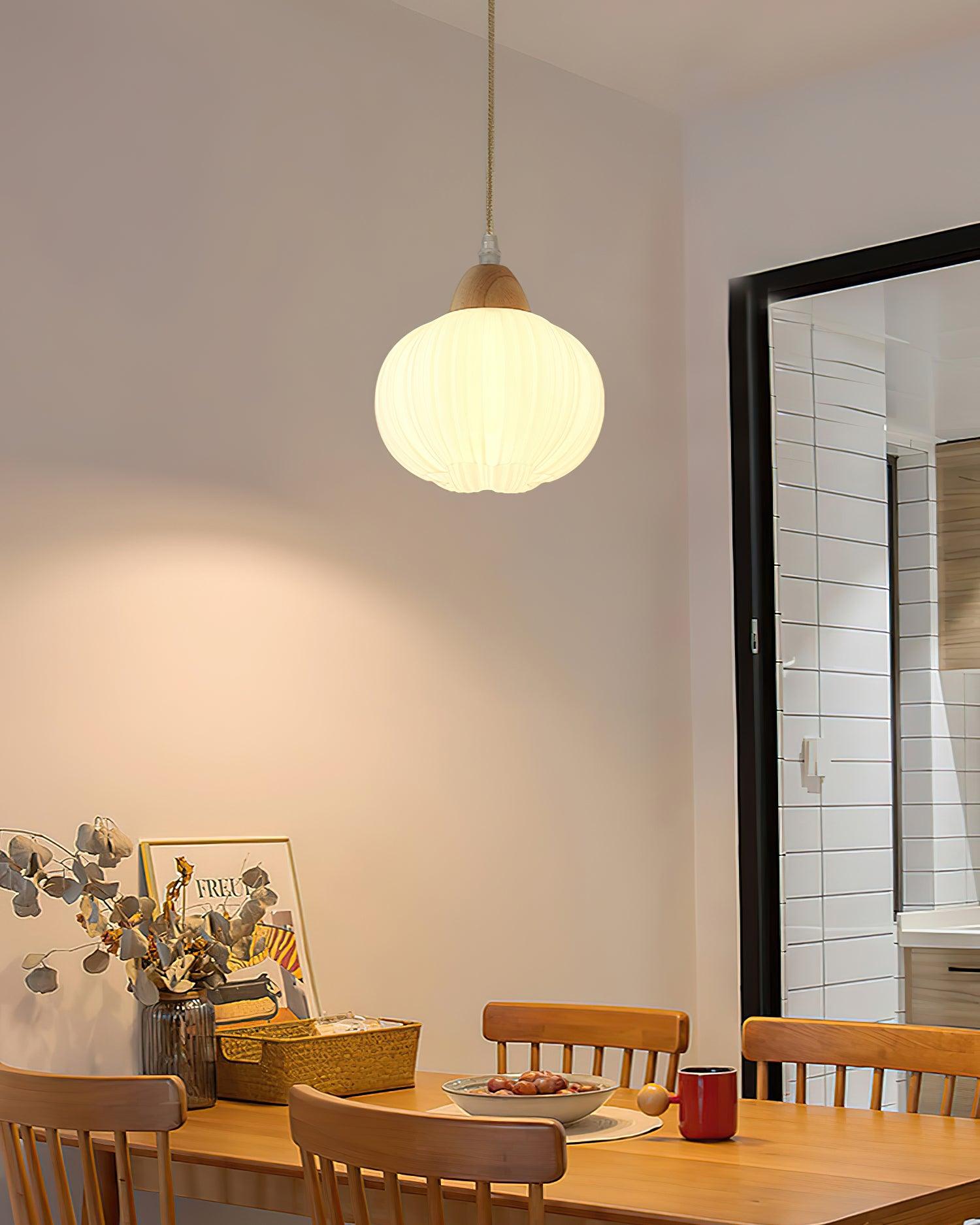 Pumpkin Modern Wood Pendant Lamp-Neutral Decor