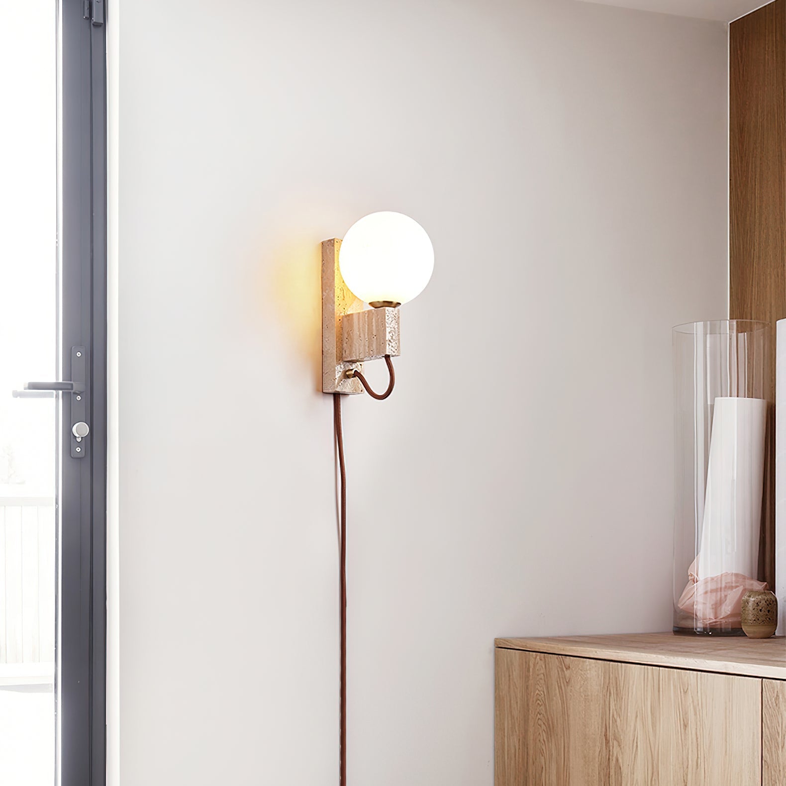 Talt Globe-Travertine Wall Light-Neutral Decor