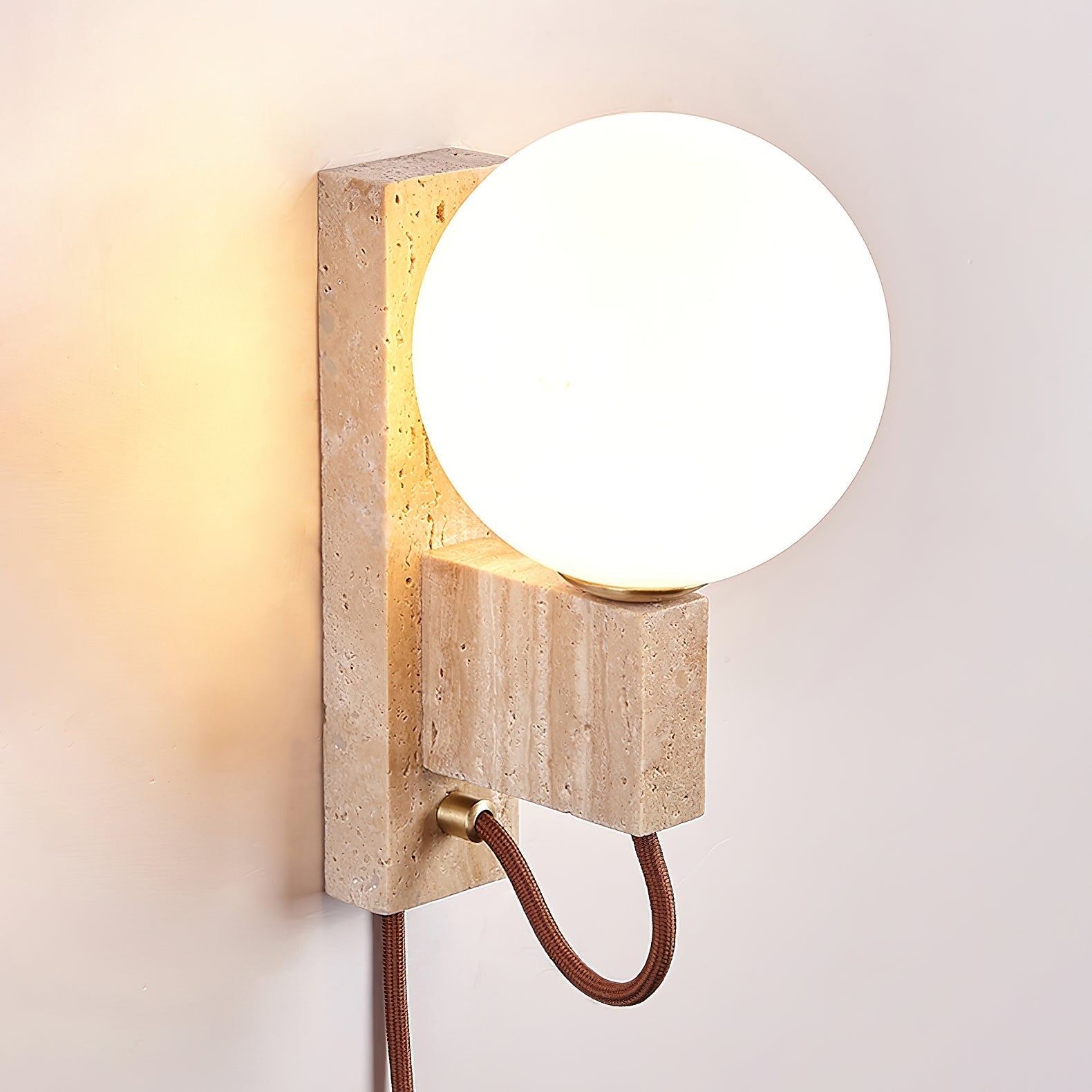 Talt Globe-Travertine Wall Light-Neutral Decor