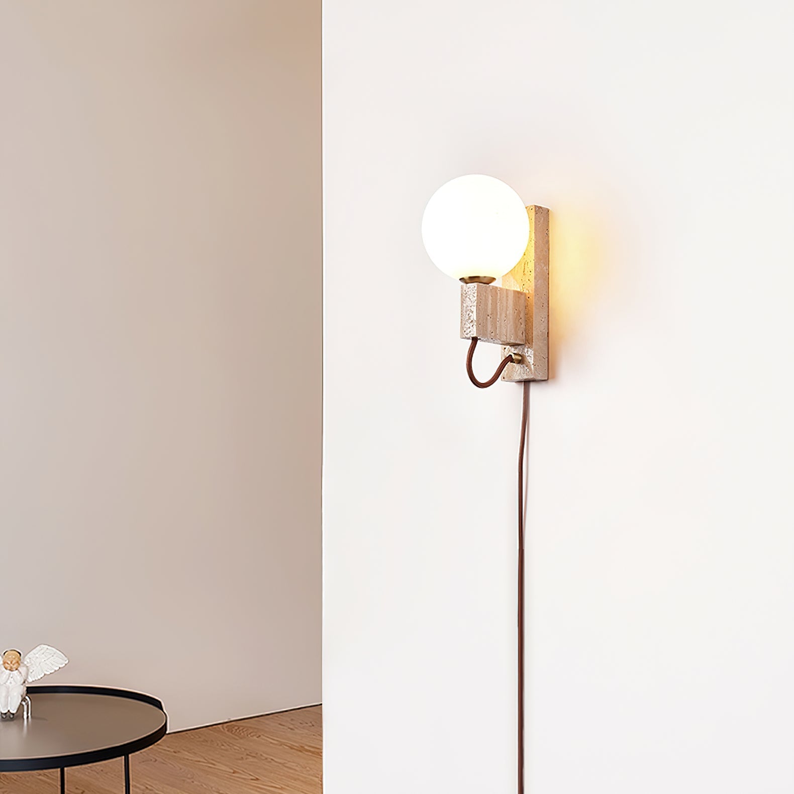 Talt Globe-Travertine Wall Light-Neutral Decor