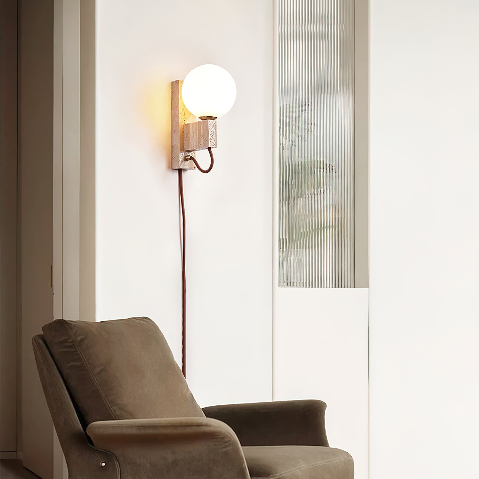 Talt Globe-Travertine Wall Light-Neutral Decor