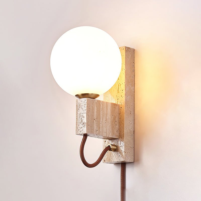 Talt Globe-Travertine Wall Light-Neutral Decor