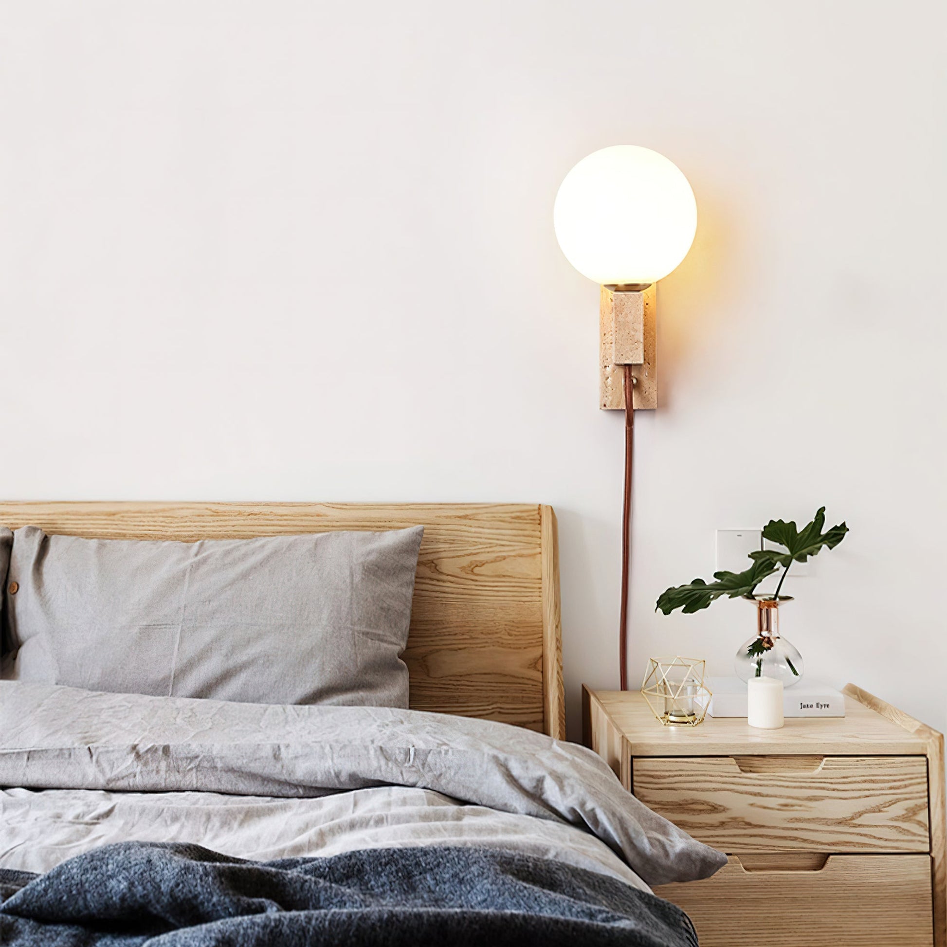 Talt Globe-Travertine Wall Light-Neutral Decor
