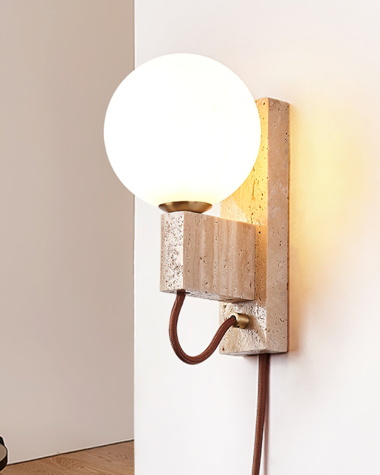 Talt Globe-Travertine Wall Light-Neutral Decor