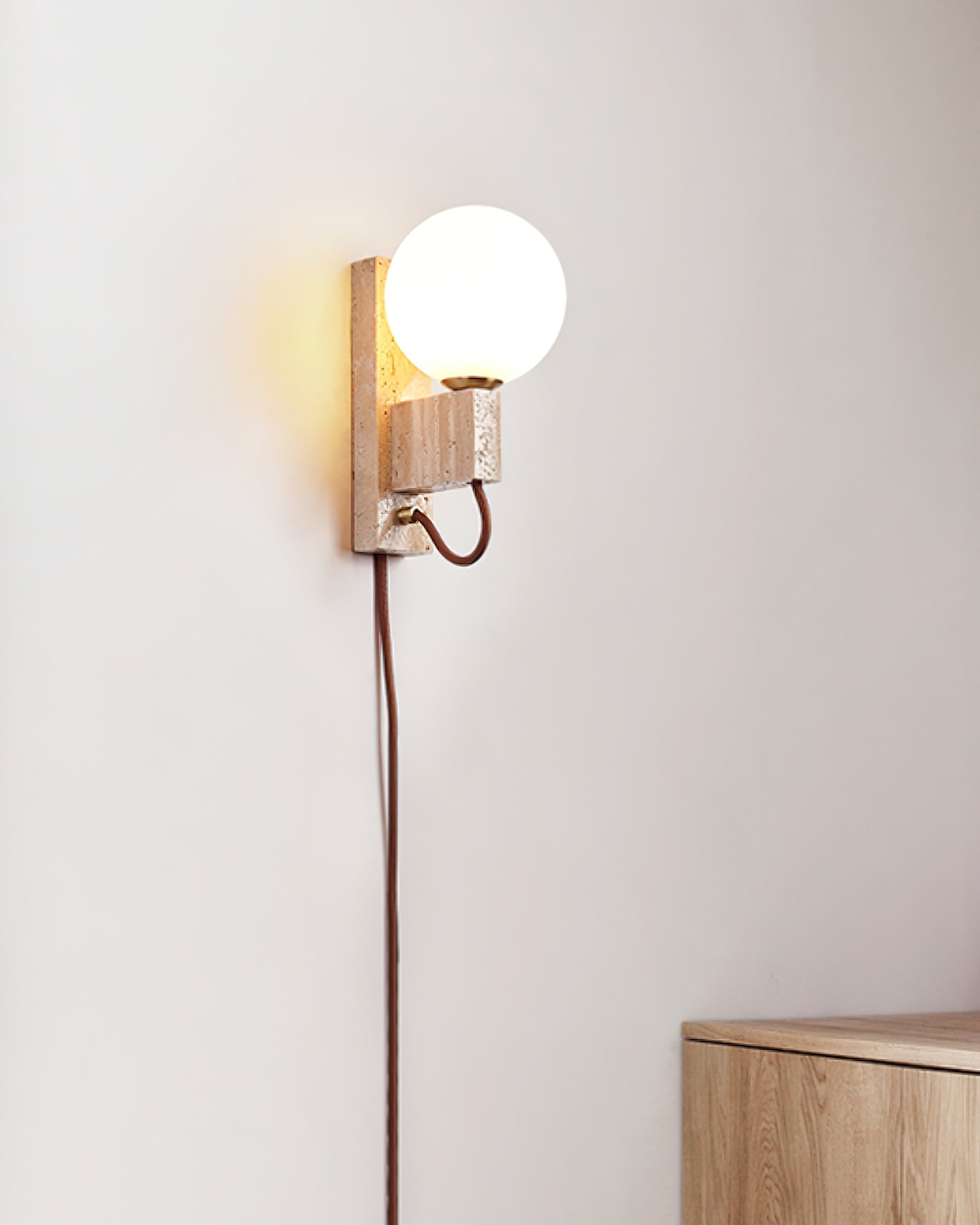 Talt Globe-Travertine Wall Light-Neutral Decor