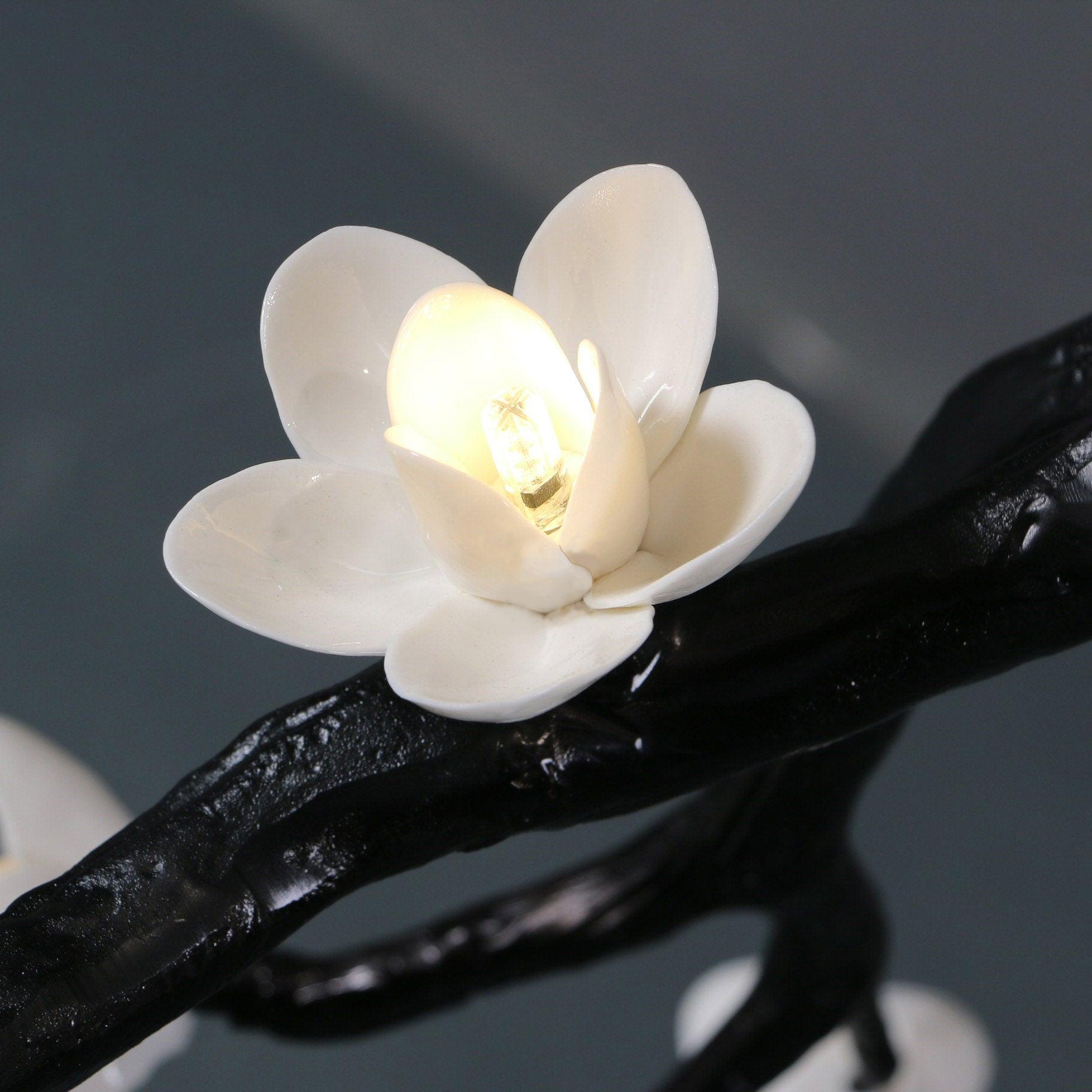 Rae Chandelier Black Branch Flower-Neutral Decor
