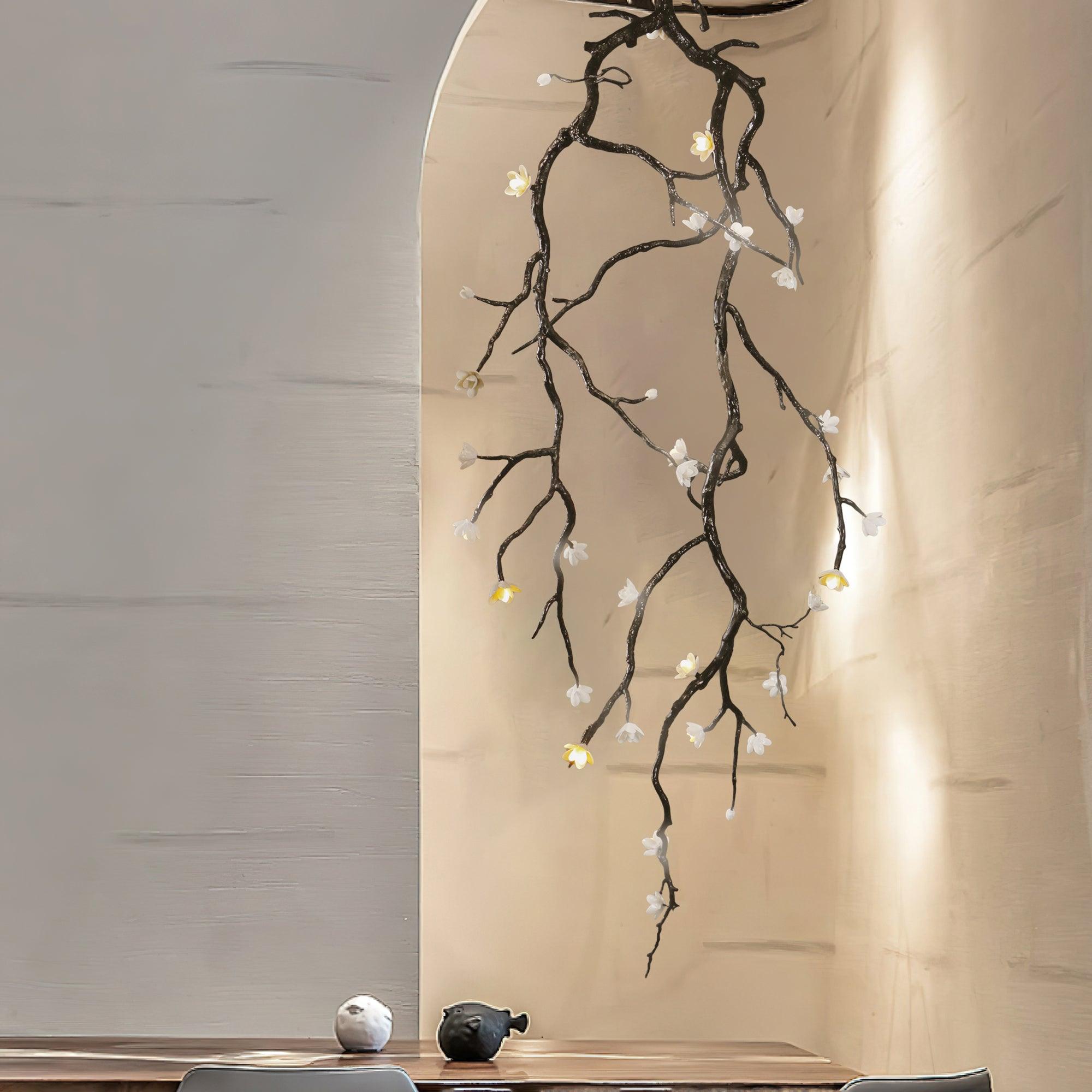 Rae Chandelier Black Branch Flower-Neutral Decor