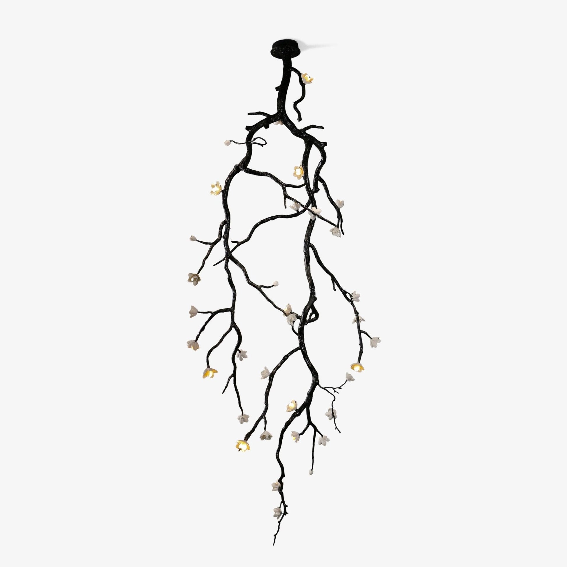 Rae Chandelier Black Branch Flower-Neutral Decor