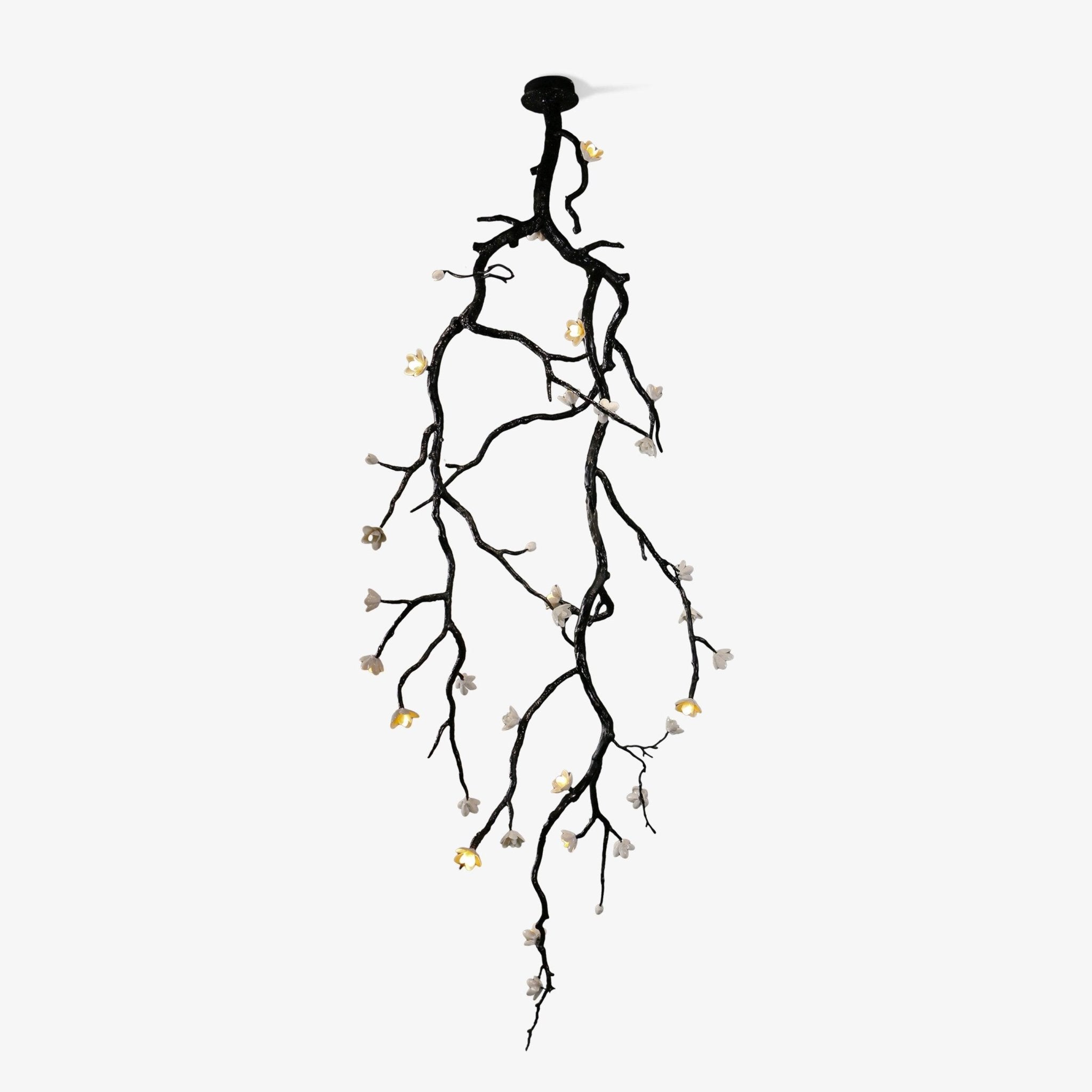 Rae Chandelier Black Branch Flower-Neutral Decor