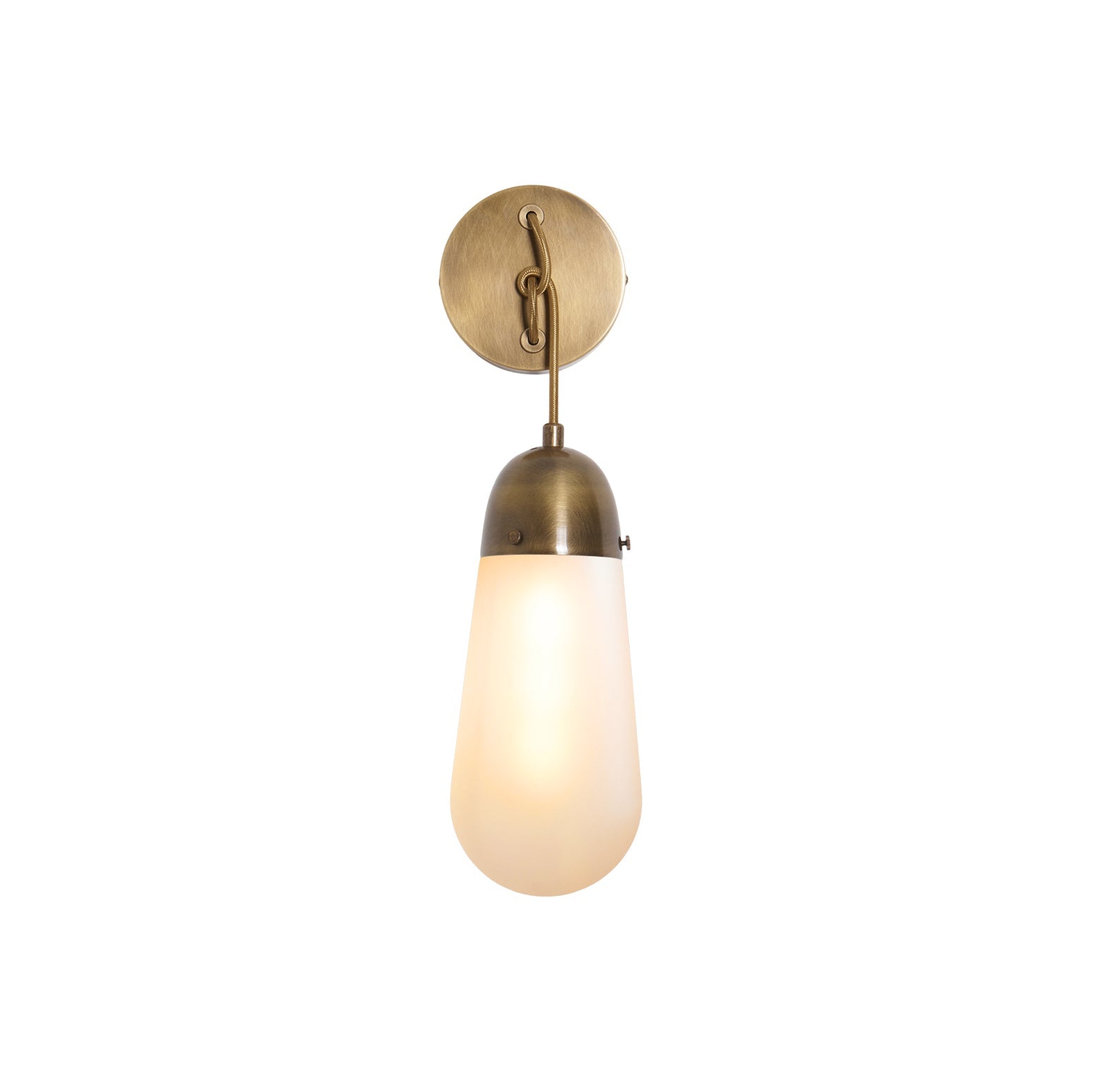 The glass lampshade of the Lariat Wall Lamp, detail shot.