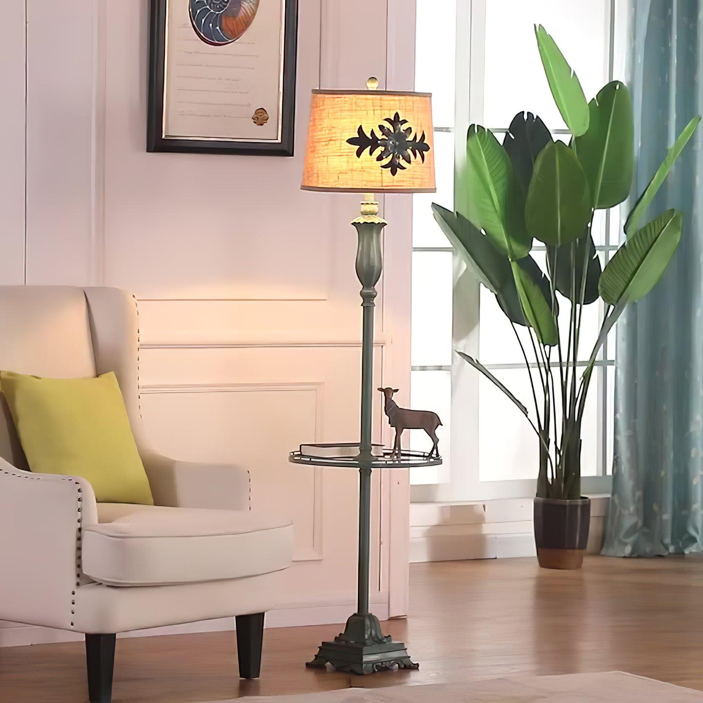 Eryn Floor Lamp Table Vintage, Metal/Resin, Green, Living Room - Neutral Decor