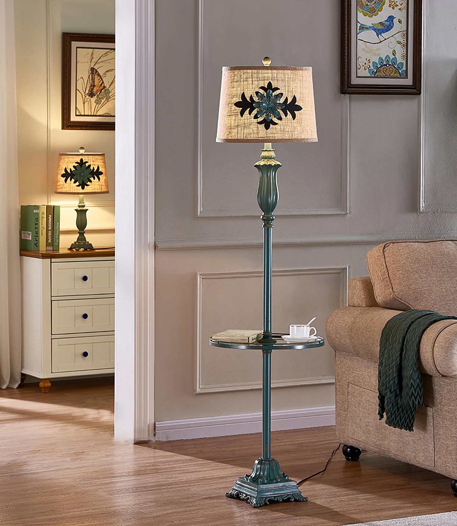 Lominex Vintage Resin Floor Lamp-Neutral Decor