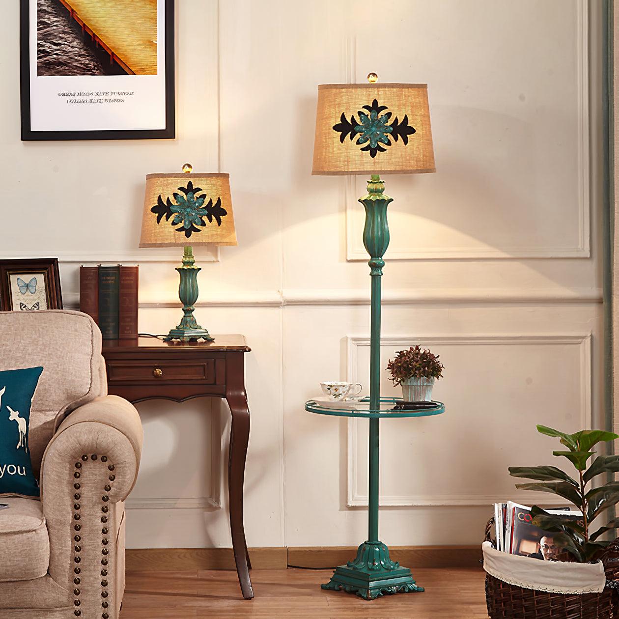 Lominex Vintage Resin Floor Lamp-Neutral Decor