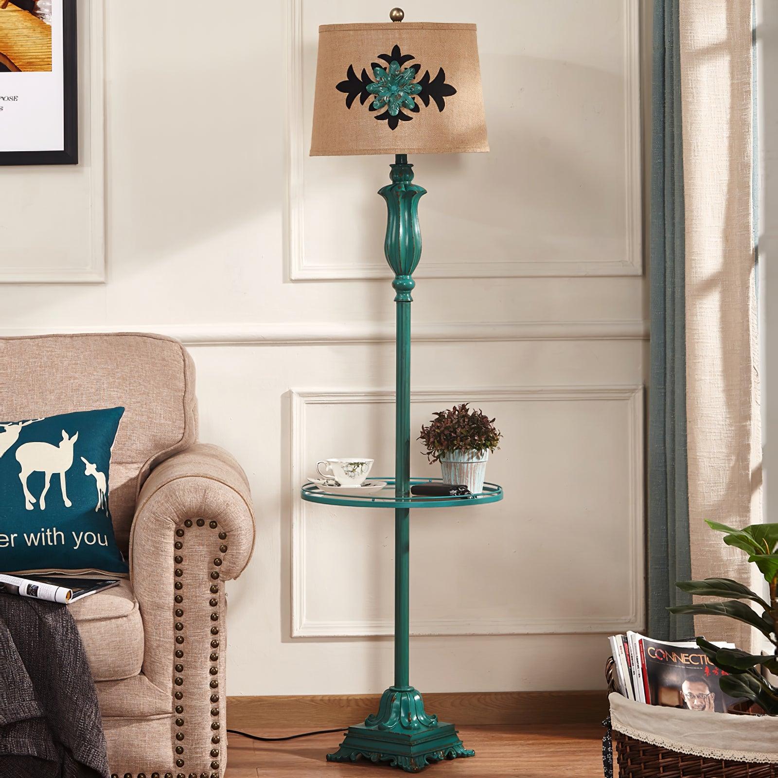 Lominex Vintage Resin Floor Lamp-Neutral Decor
