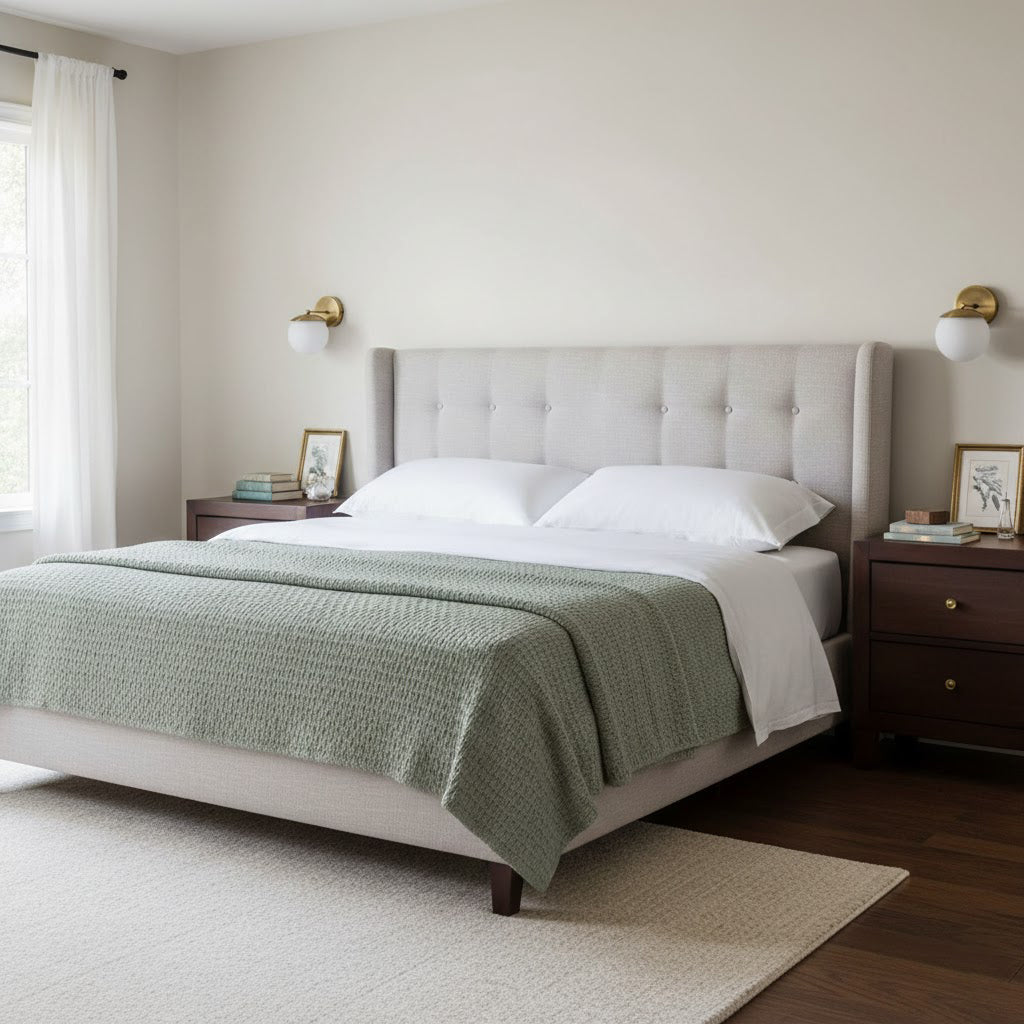 Julep wall lamp shown in a living room setting.