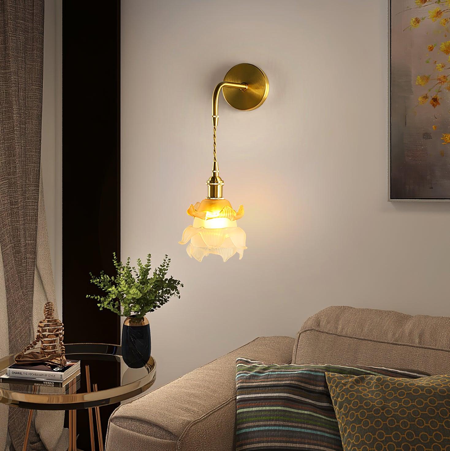 Amarira Premium Elegance Brass Glass Wall Lamp-Neutral Decor