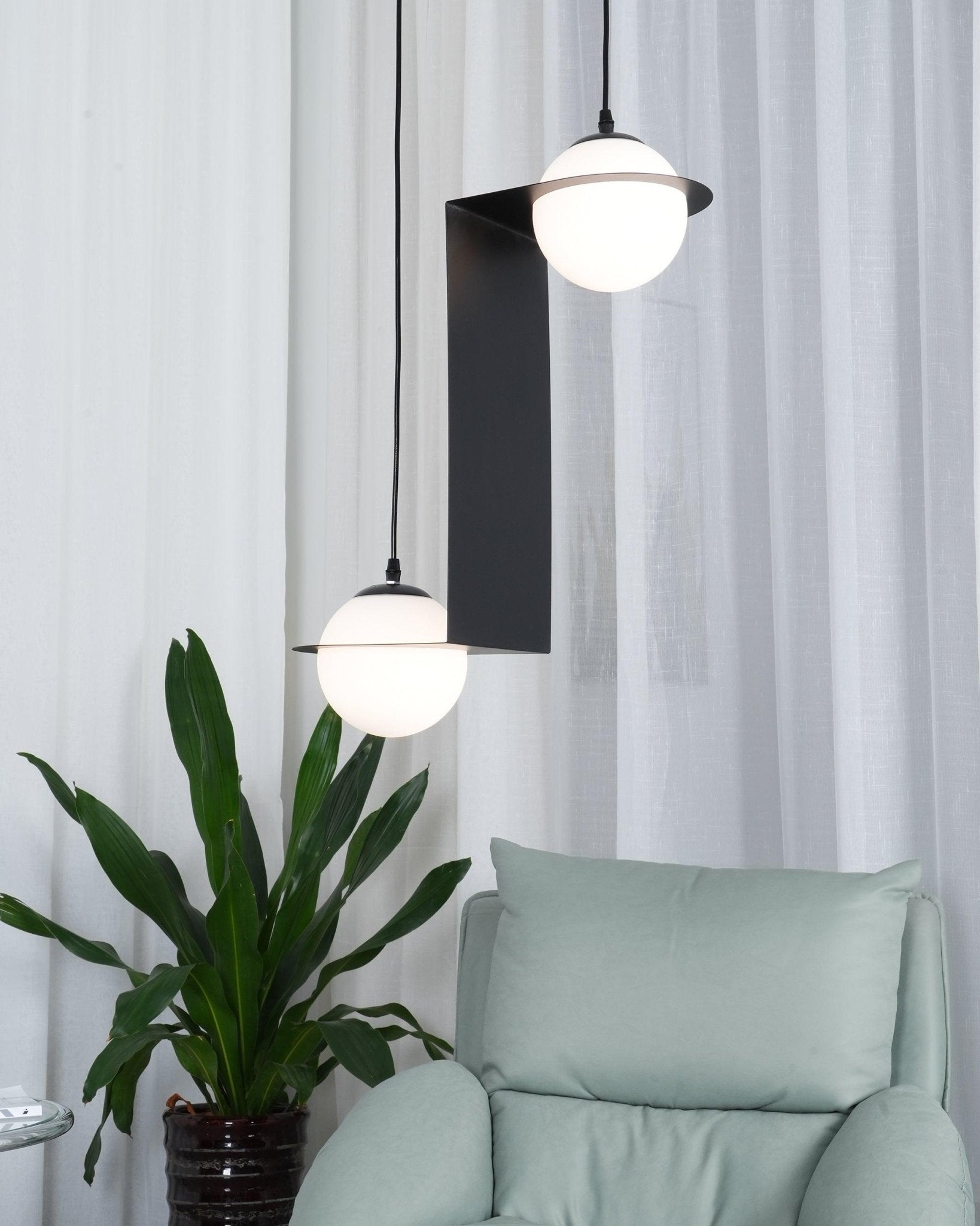 Irenol Black Contemporary Pendant Lamp-Neutral Decor