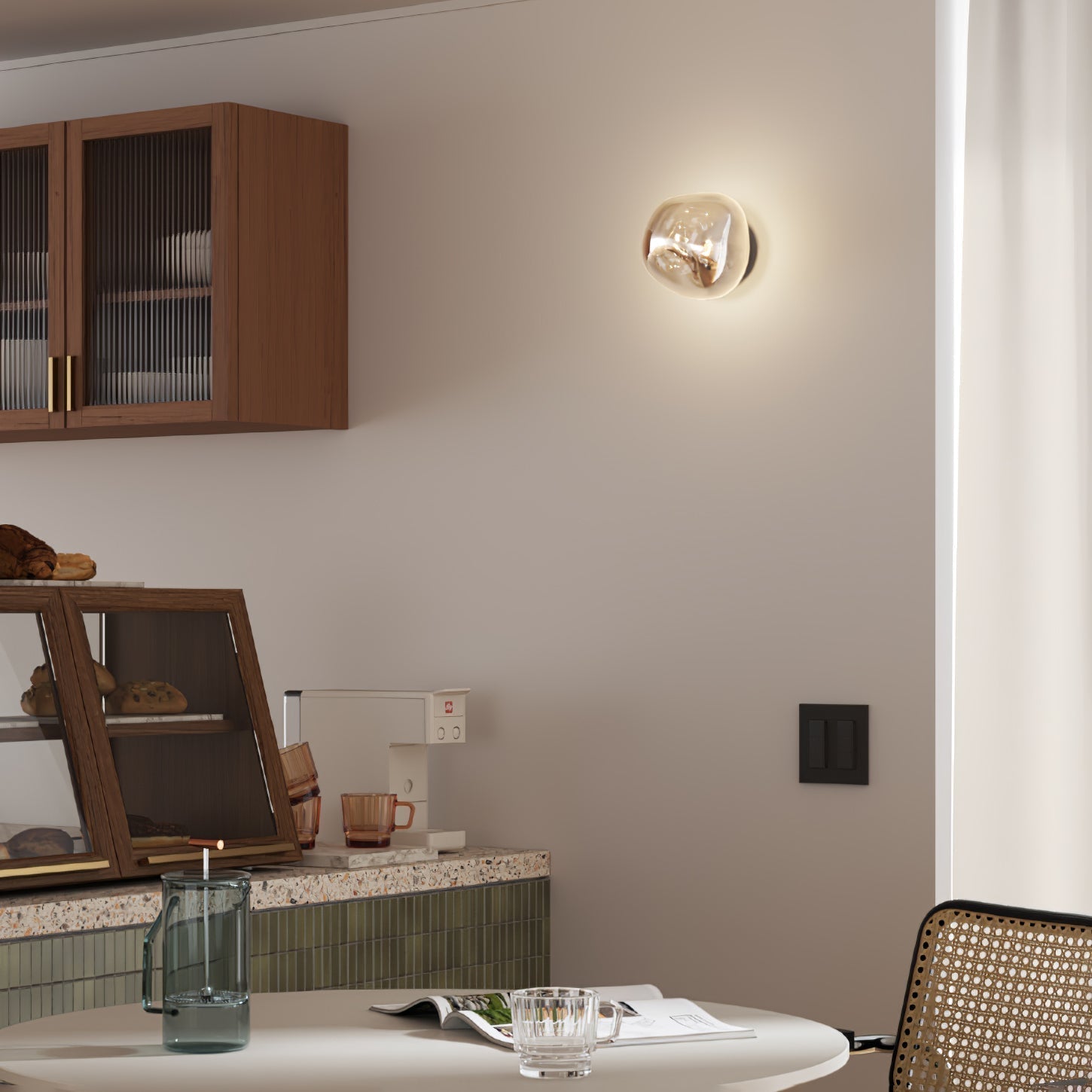 Leni Amber Glass Wall Lamp-Neutral Decor