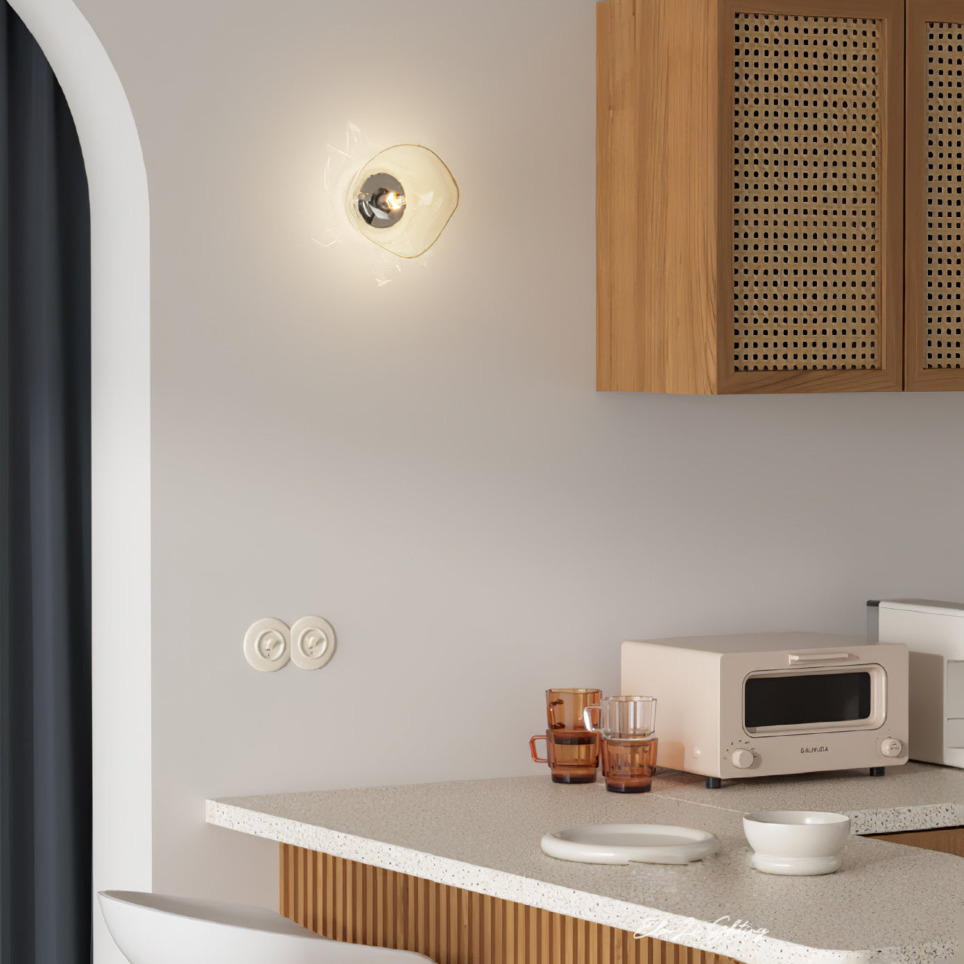 Leni Amber Glass Wall Lamp-Neutral Decor