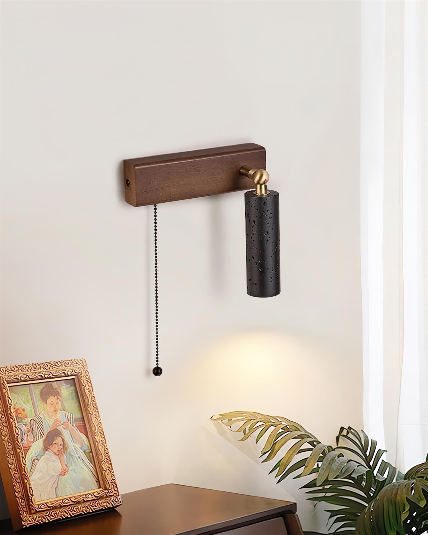 Kaven Wall Lamp Black Travertine Spotlight-Neutral Decor