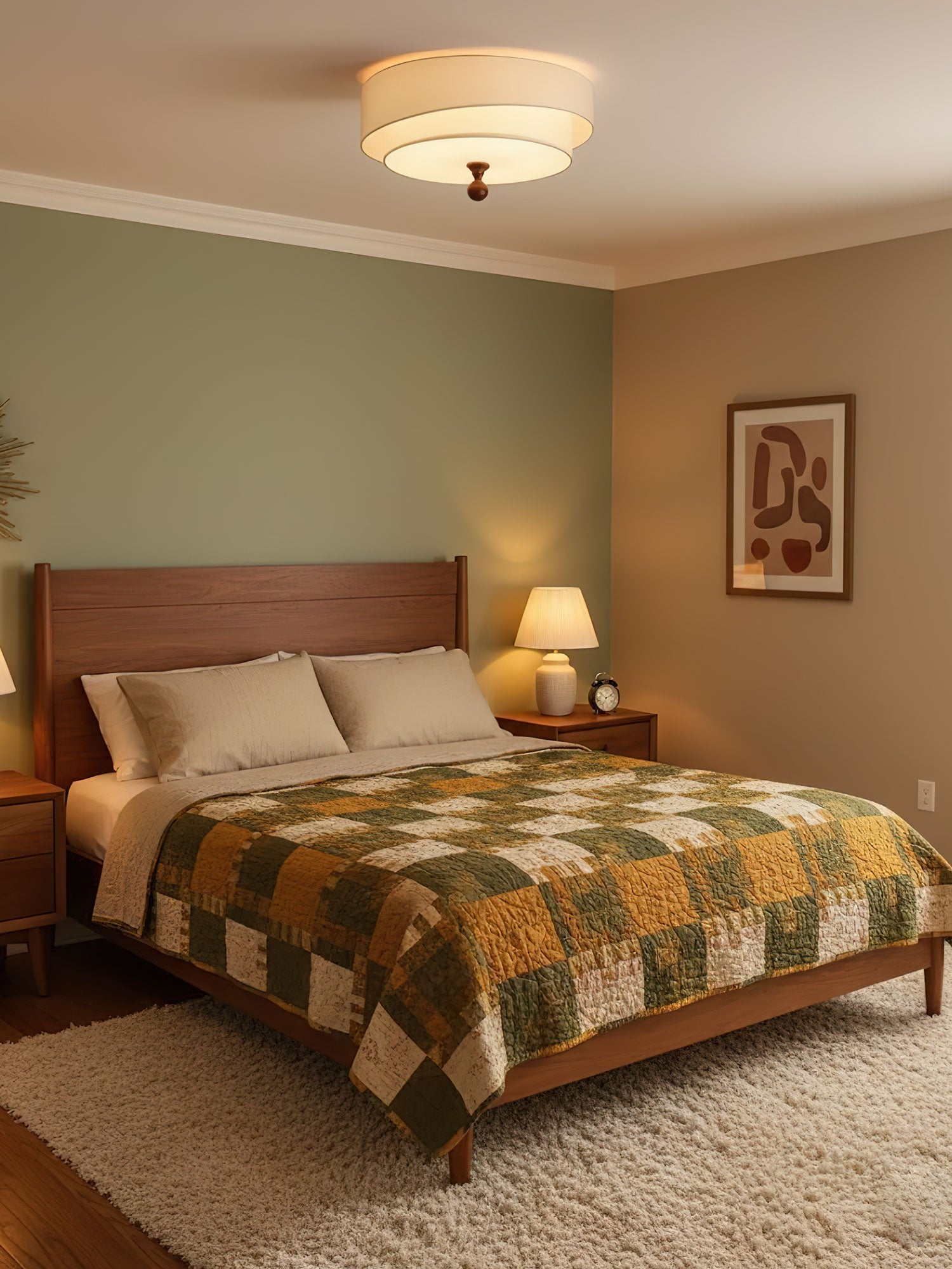 Layered Fabric Ceiling Light-Neutral Decor