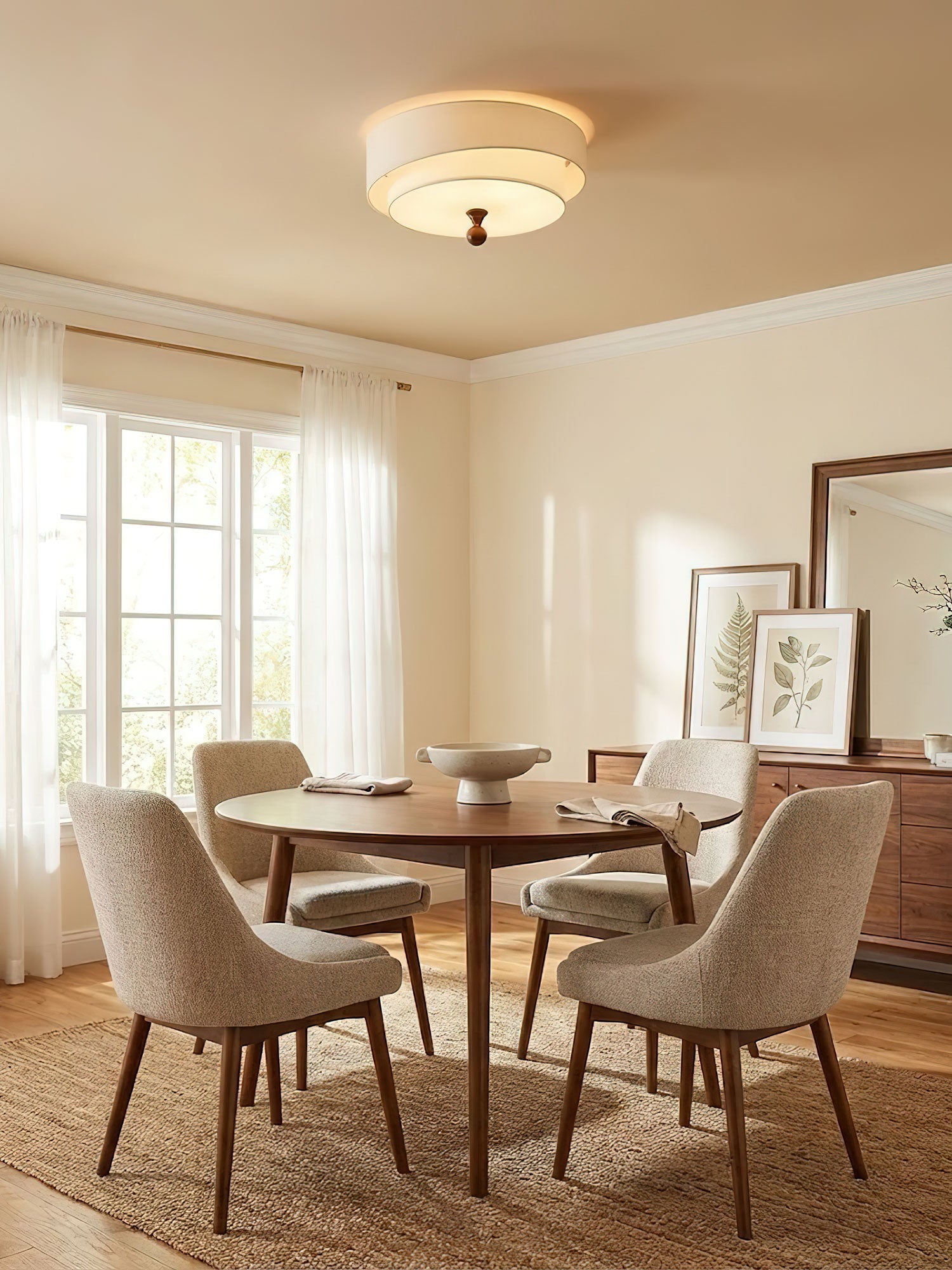 Layered Fabric Ceiling Light-Neutral Decor