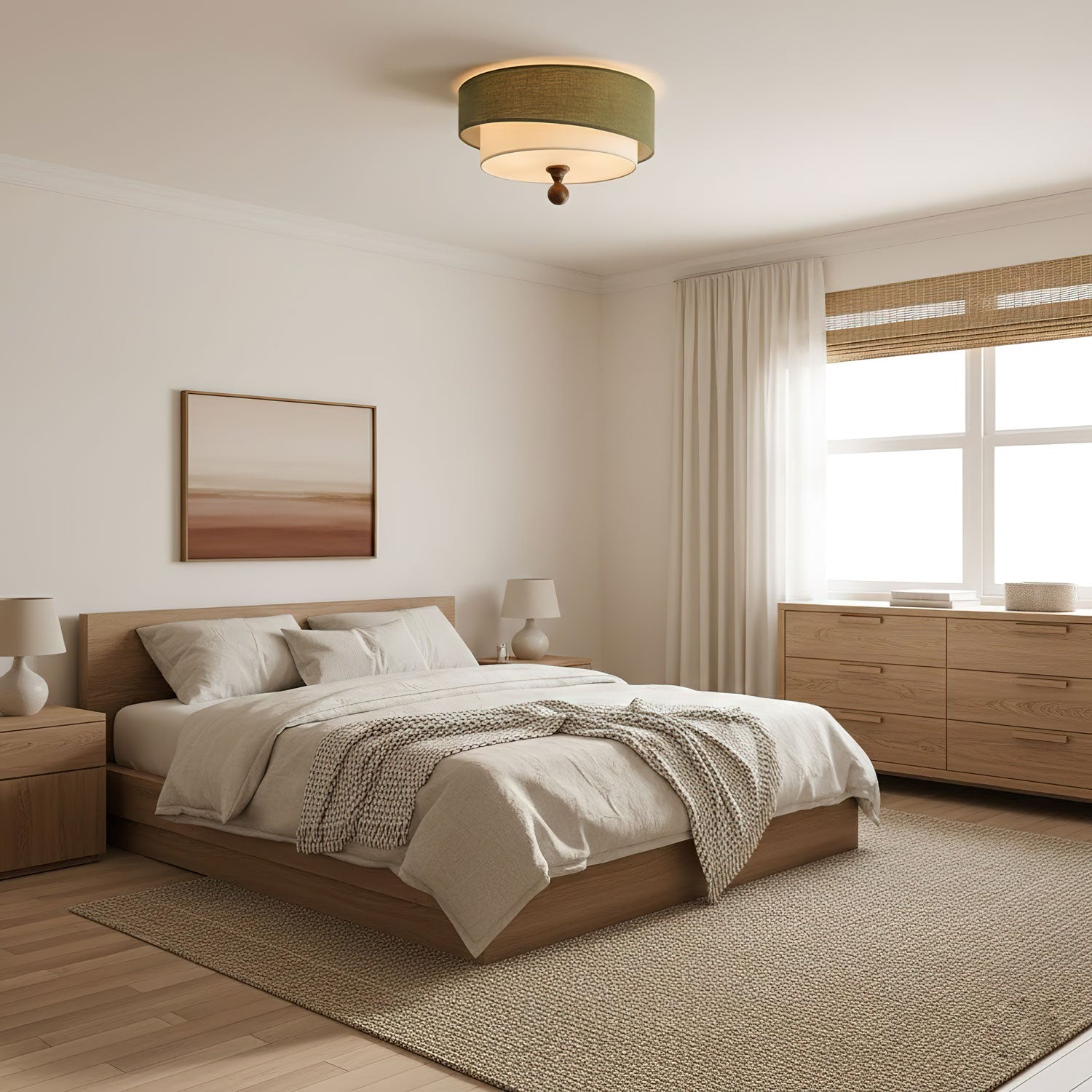 Layered Fabric Ceiling Light-Neutral Decor