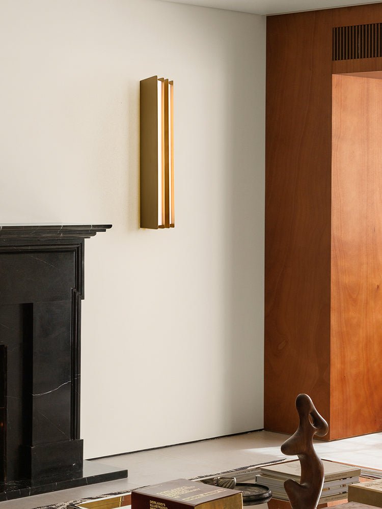 Vincent Minimalist Brass Layered Blade Sconce-Neutral Decor