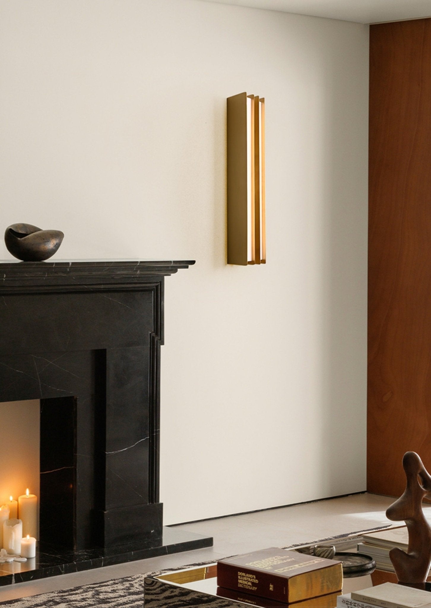 Vincent Minimalist Brass Layered Blade Sconce-Neutral Decor