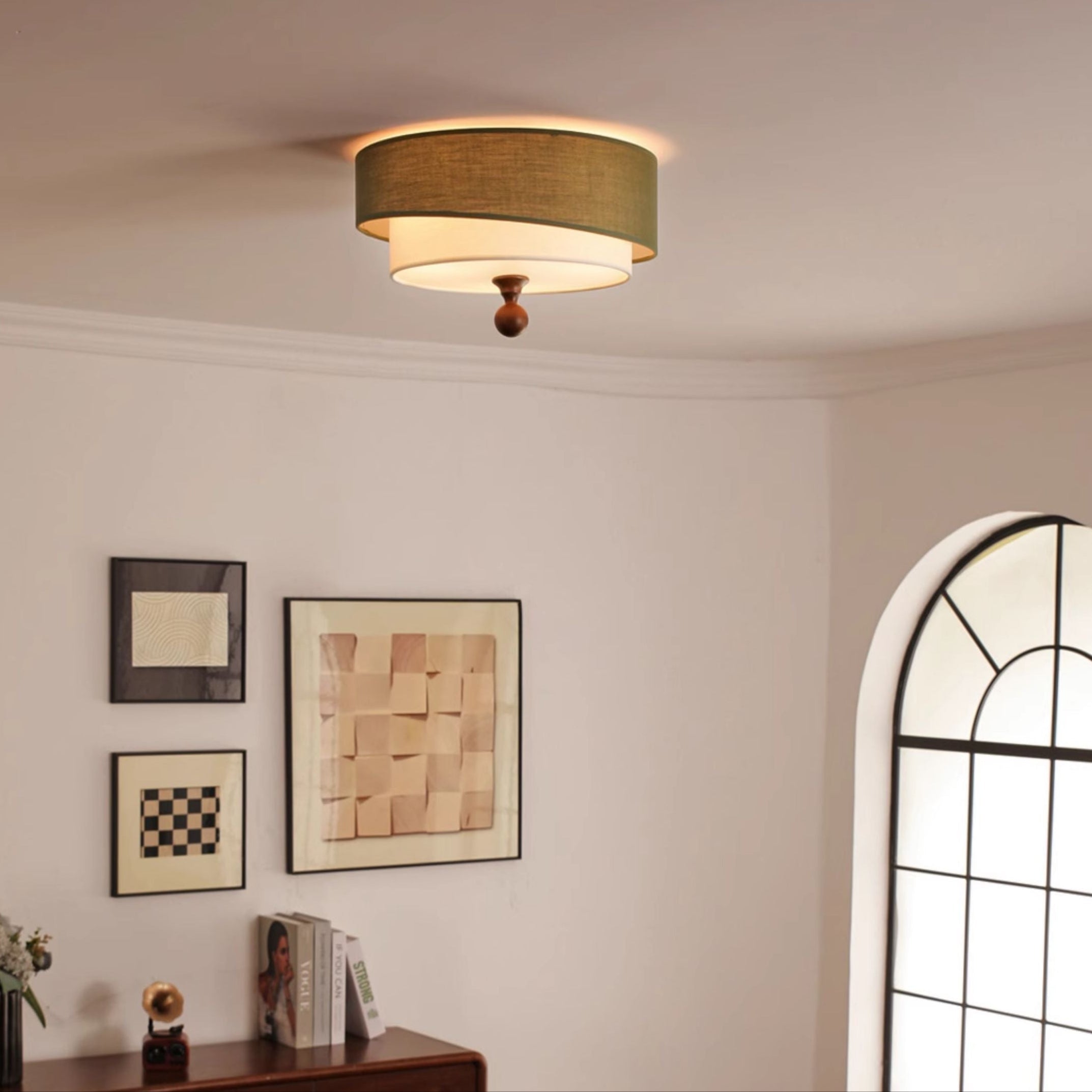 Layered Fabric Ceiling Light-Neutral Decor