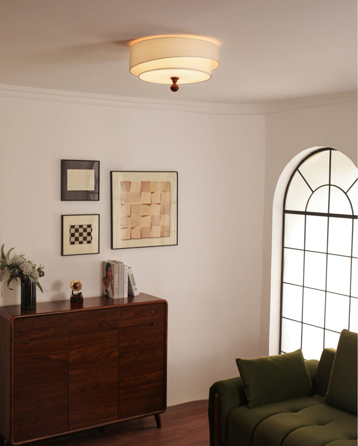Layered Fabric Ceiling Light-Neutral Decor