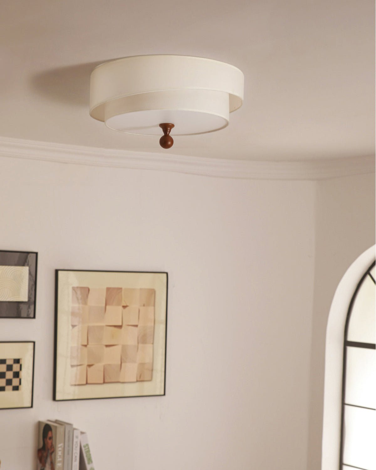 Layered Fabric Ceiling Light-Neutral Decor