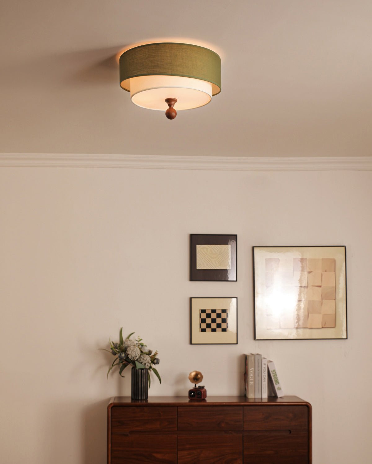 Layered Fabric Ceiling Light-Neutral Decor