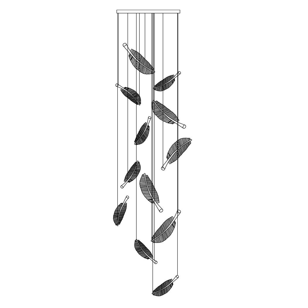 Kuo Chandelier Leaf Acrylic Gold Elegant Modern-Neutral Decor