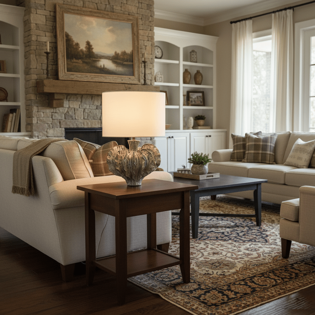 Leaf Shaped Ceramic Table Lamp-Neutral Decor