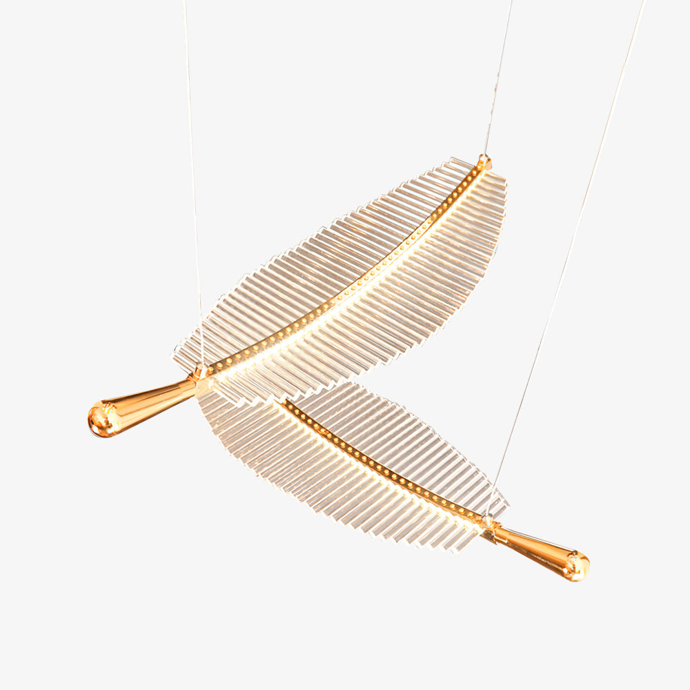 Kuo Chandelier Leaf Acrylic Gold Elegant Modern-Neutral Decor