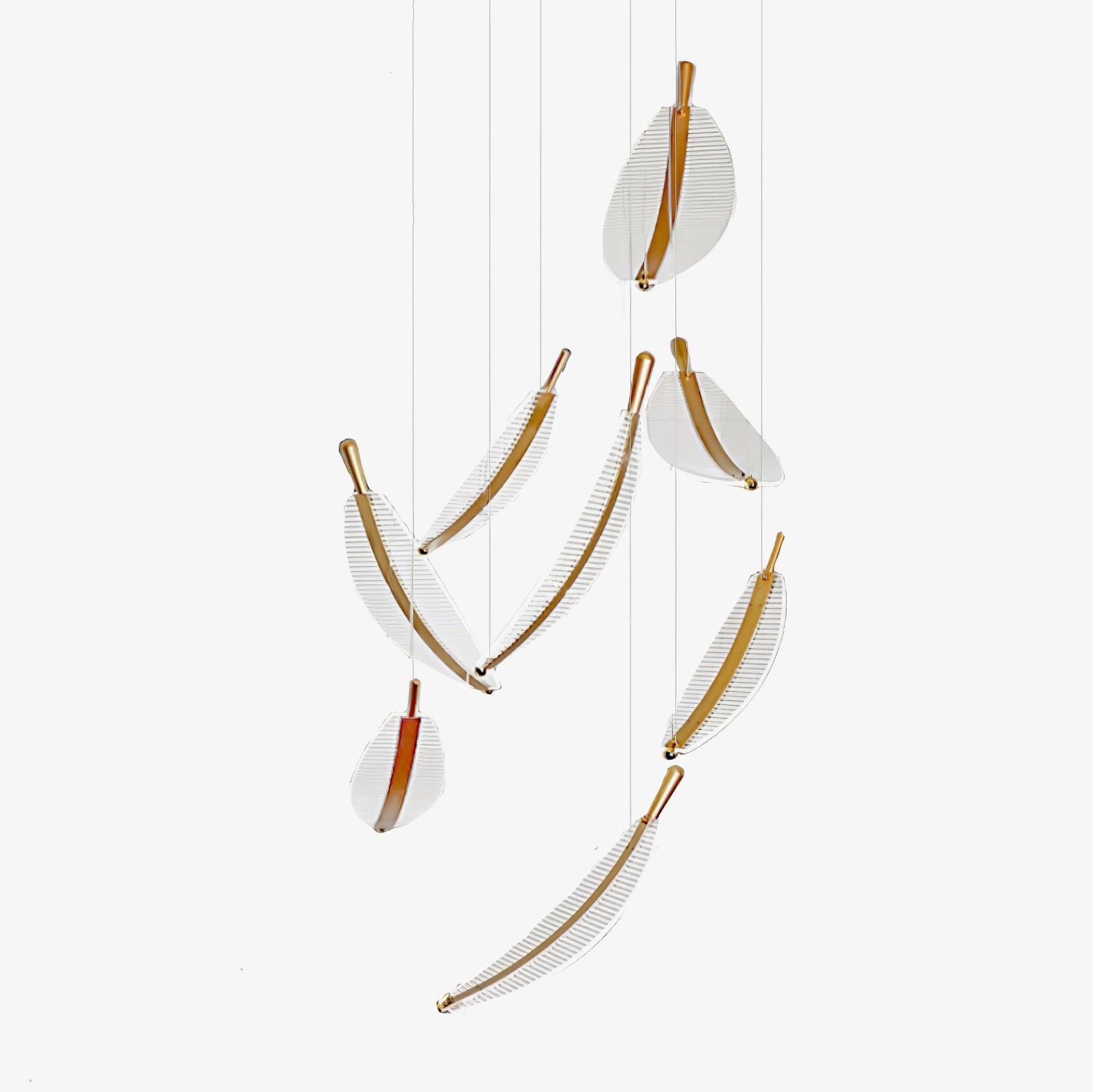 Kuo Chandelier Leaf Acrylic Gold Elegant Modern-Neutral Decor