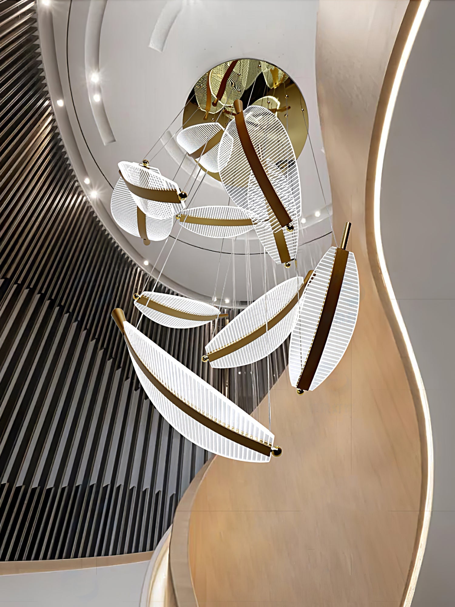 Kuo Chandelier Leaf Acrylic Gold Elegant Modern-Neutral Decor