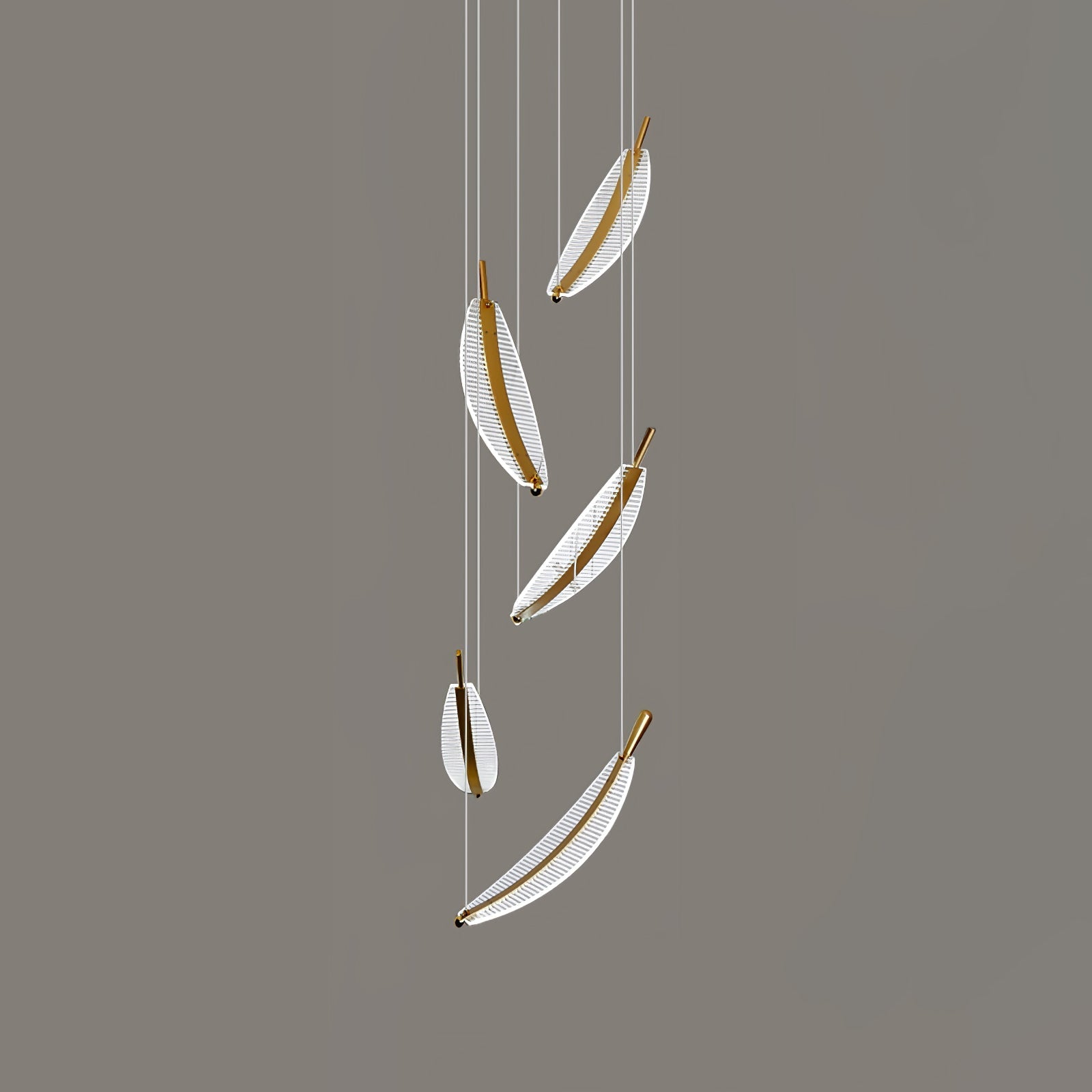 Kuo Chandelier Leaf Acrylic Gold Elegant Modern-Neutral Decor