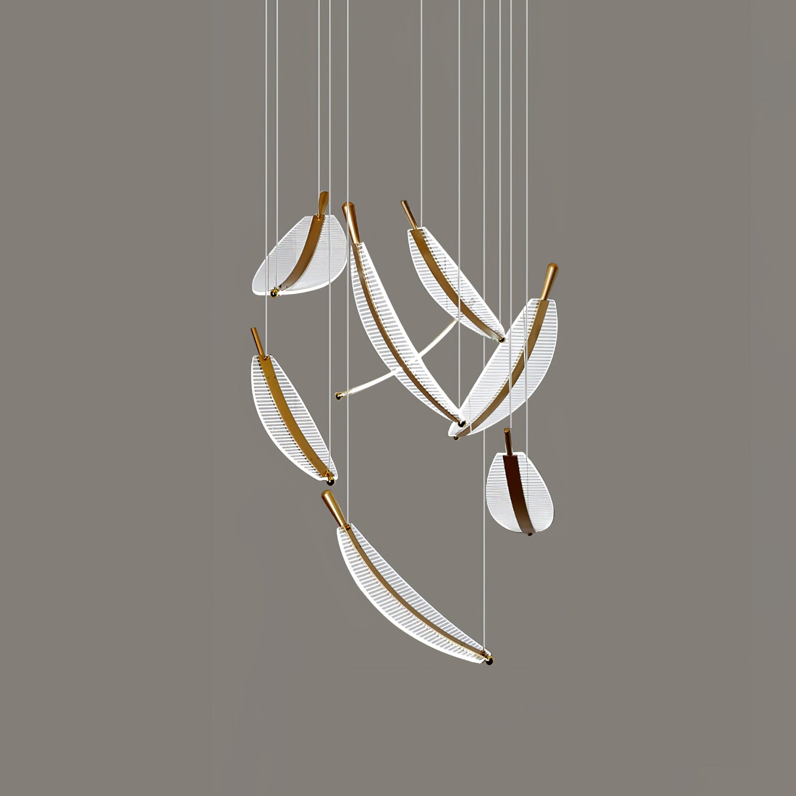 Kuo Chandelier Leaf Acrylic Gold Elegant Modern-Neutral Decor