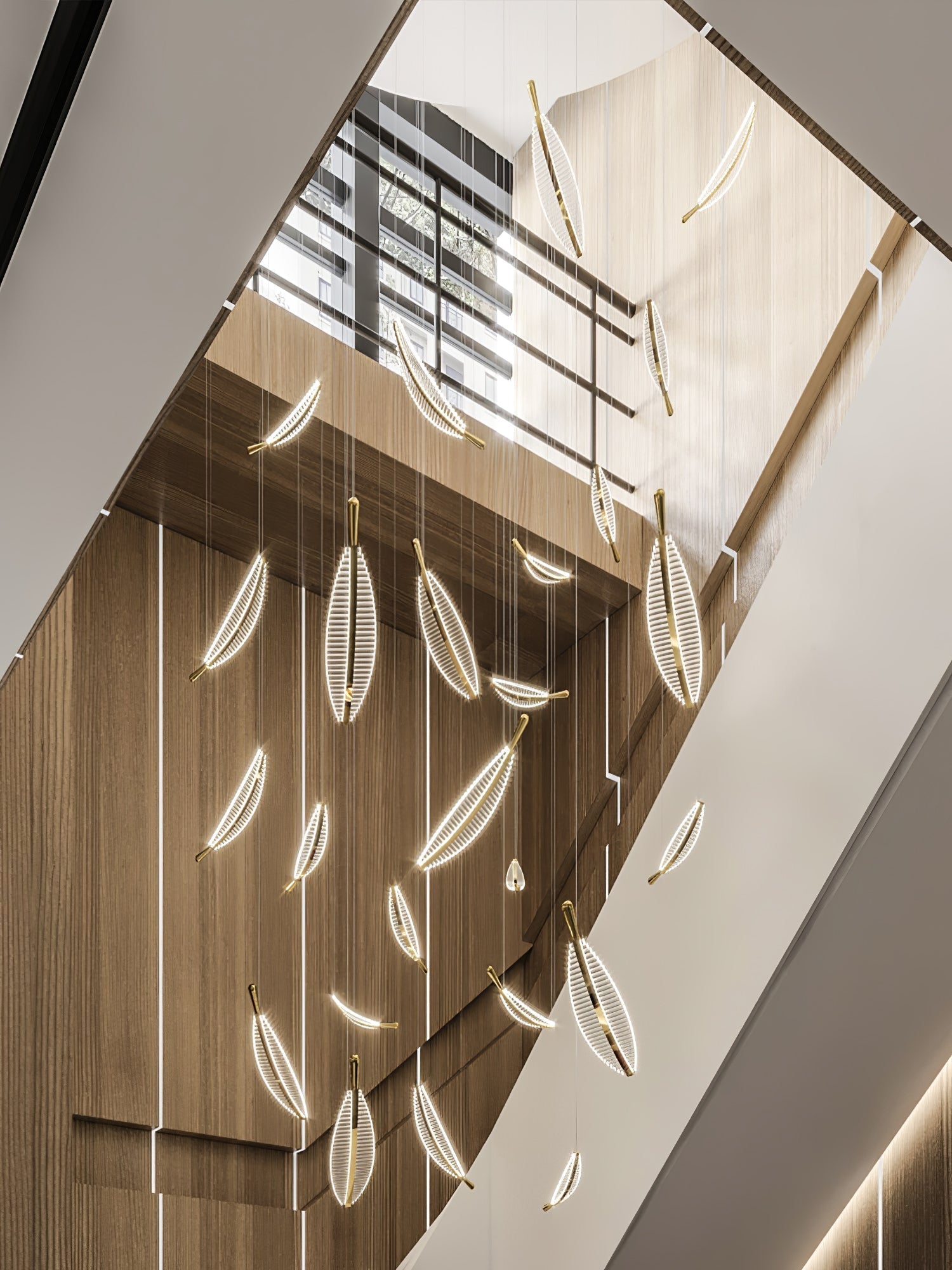Kuo Chandelier Leaf Acrylic Gold Elegant Modern-Neutral Decor