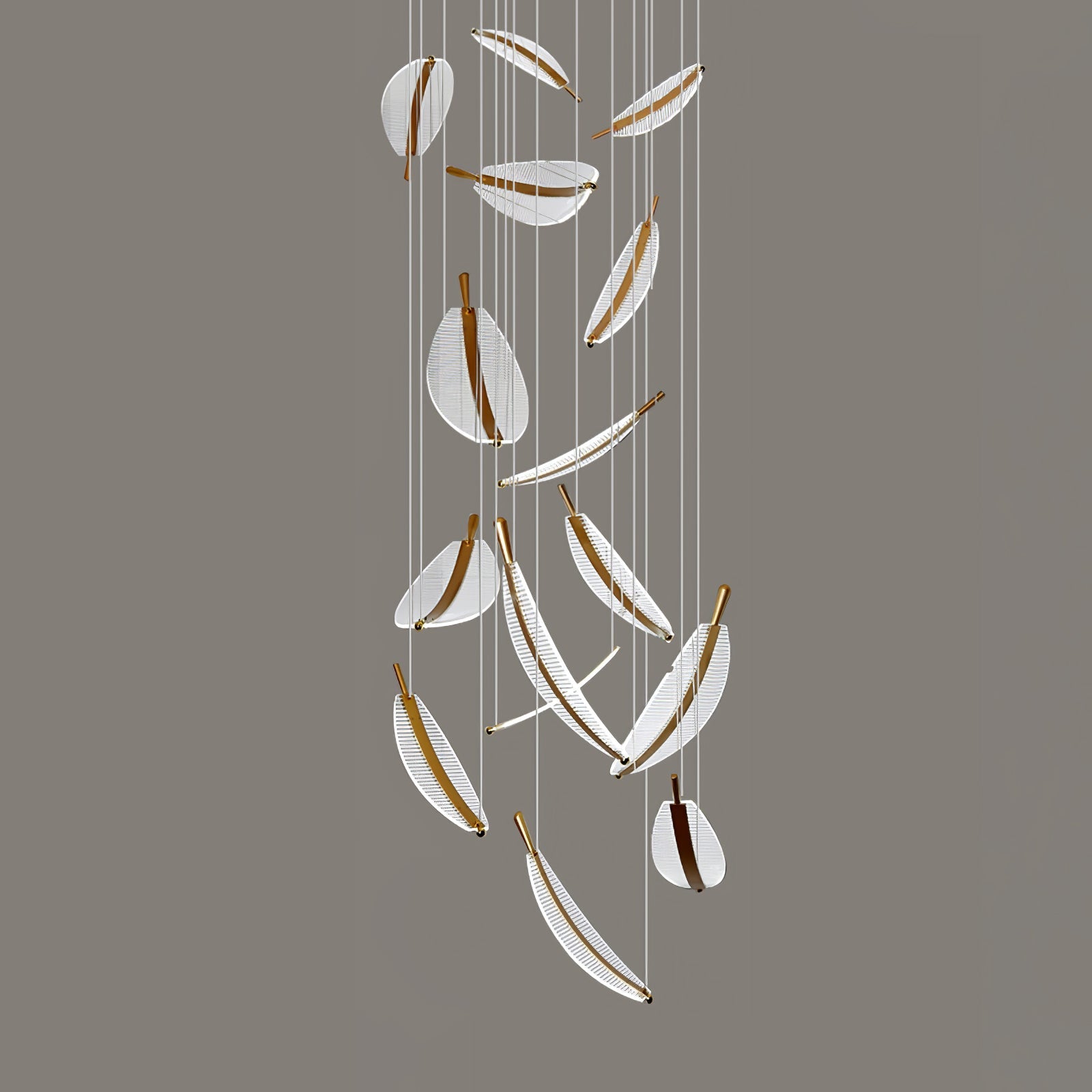 Kuo Chandelier Leaf Acrylic Gold Elegant Modern-Neutral Decor