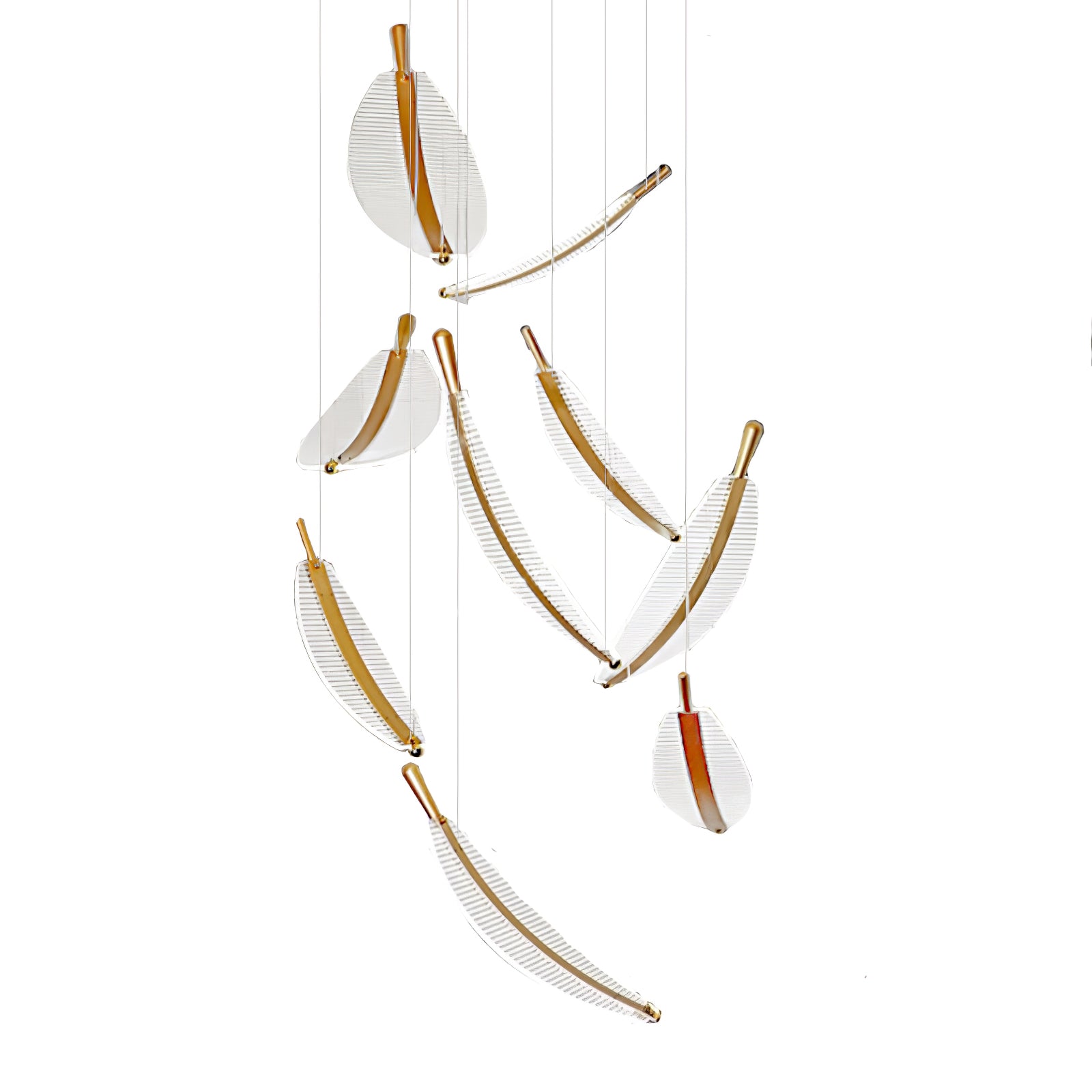 Kuo Chandelier Leaf Acrylic Gold Elegant Modern-Neutral Decor